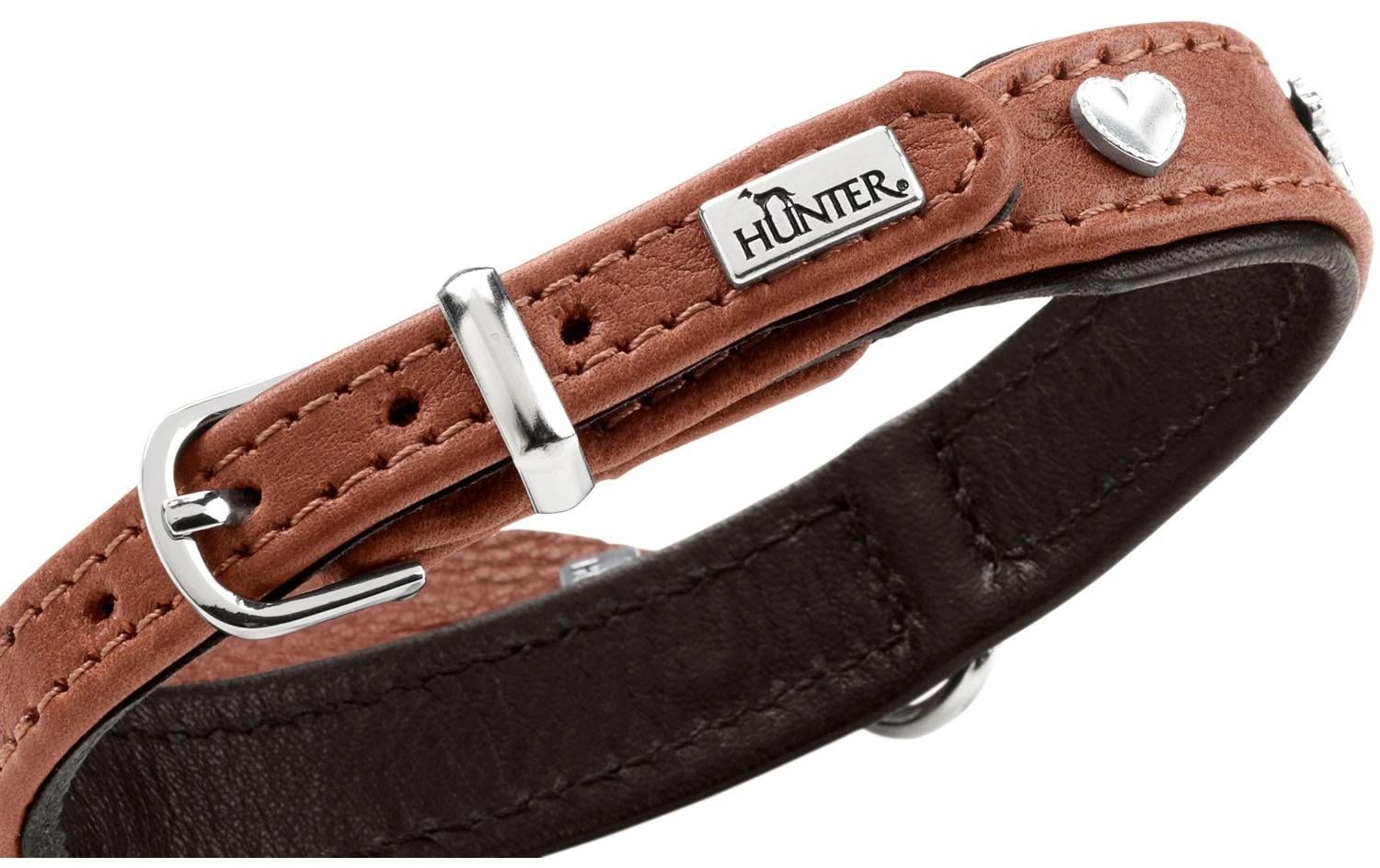 Hunter Halsband München Mini 27/XXS-XS, Rindsleder, Cognac/Schwarz