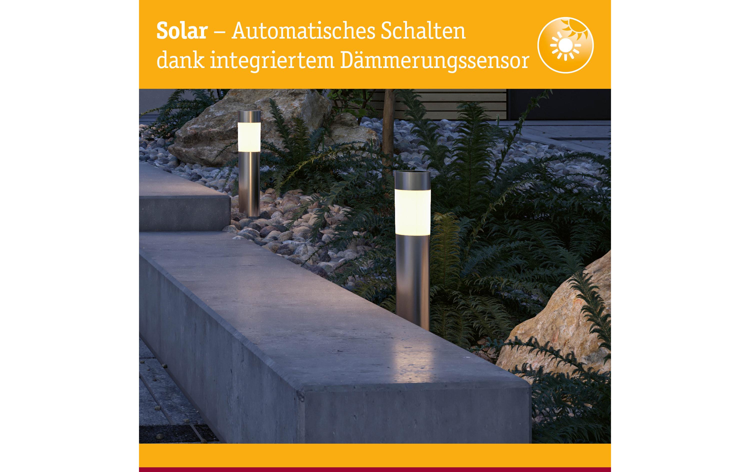 Paulmann Solar LED Pollerleuchte Layra, Eisen gebürstet