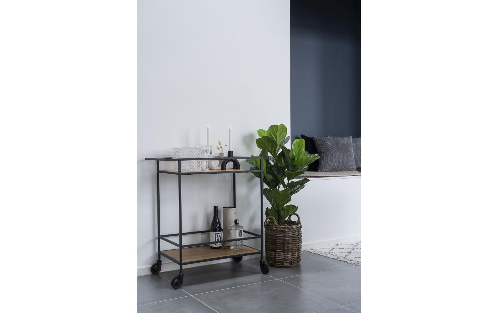 House Nordic Bartrolley Vita 79 x 68 cm, Nature/Schwarz