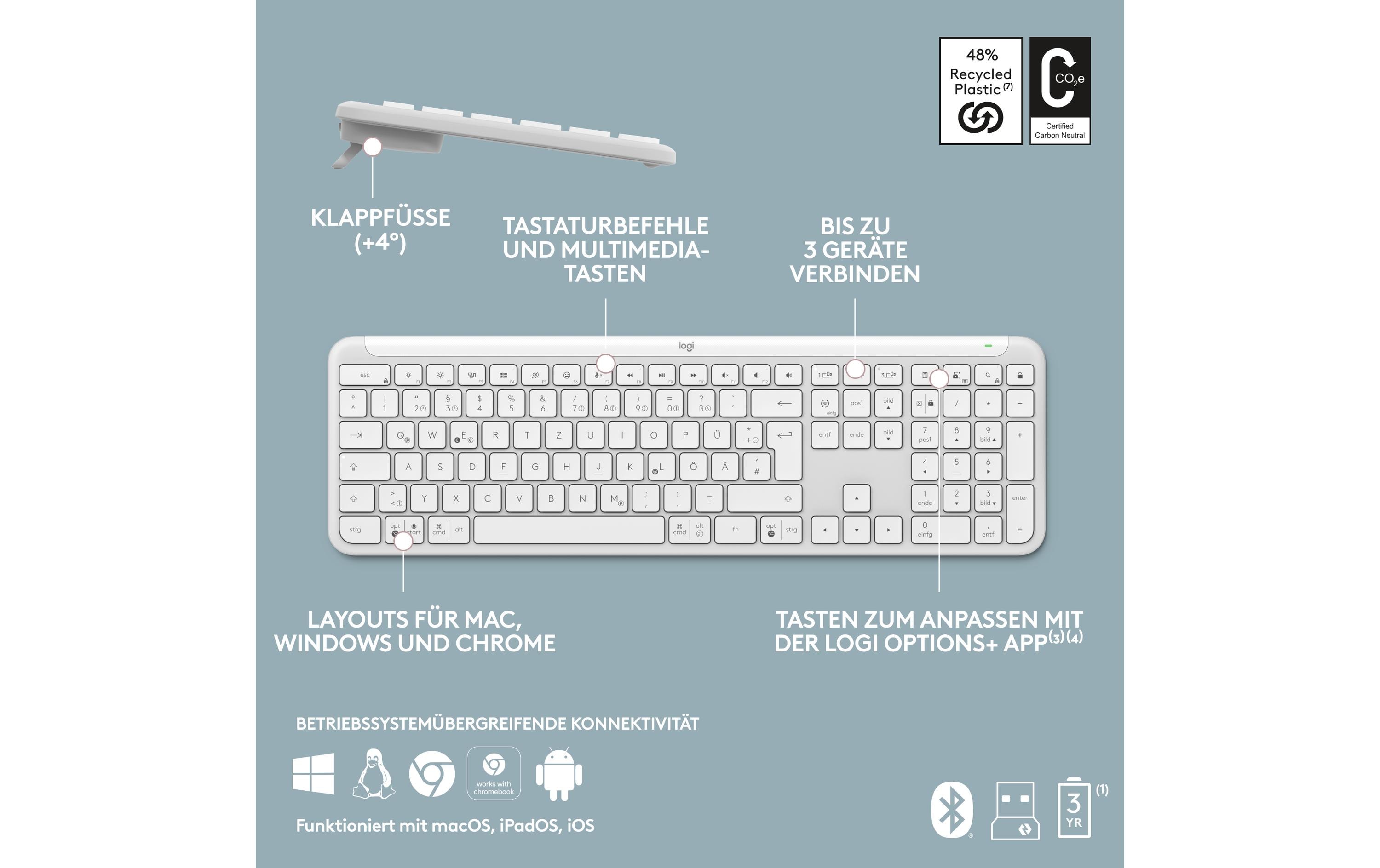 Logitech Tastatur K950 Signature Slim Off-white