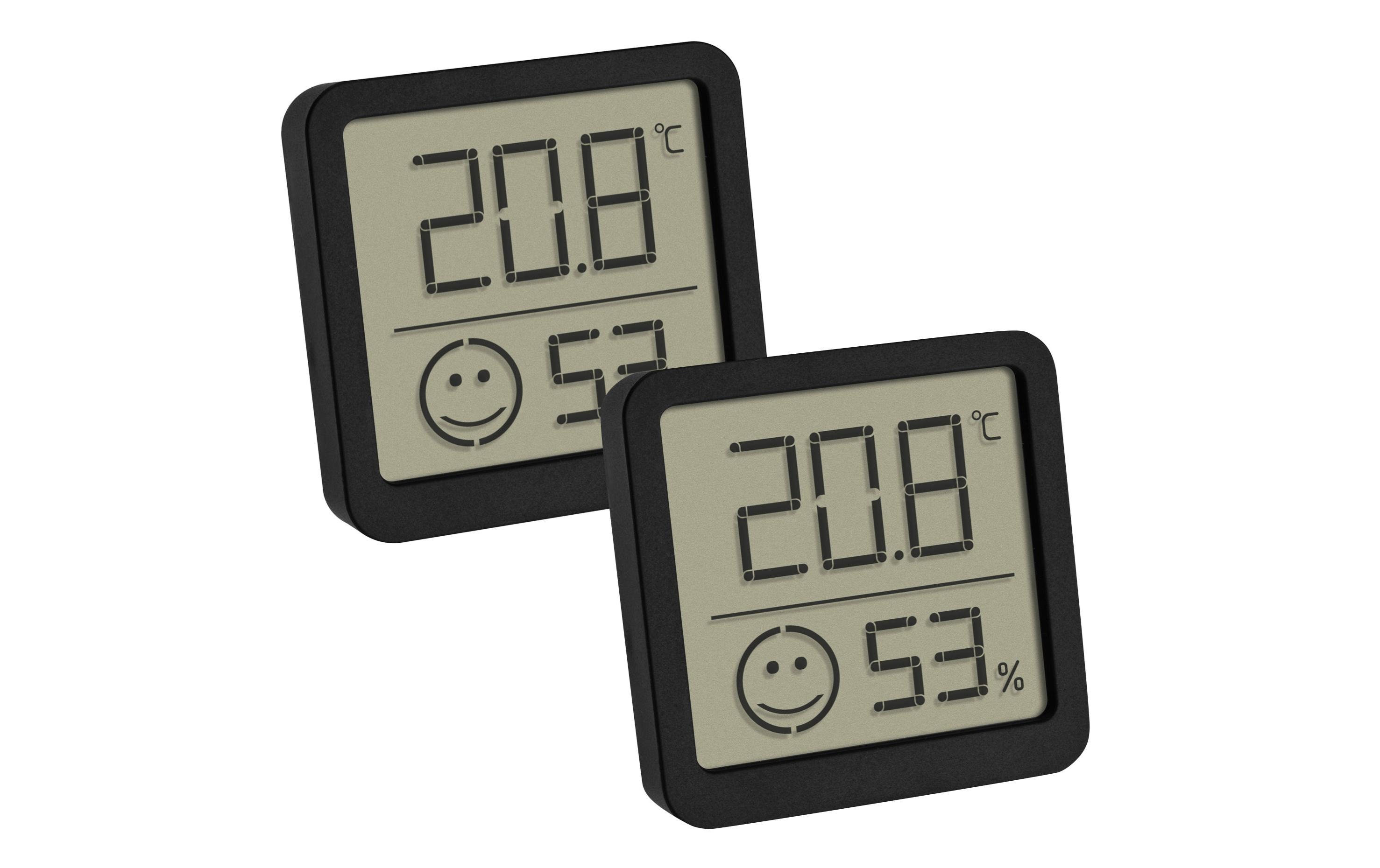 TFA Dostmann Thermo-/Hygrometer Digital, Schwarz, 2er Set