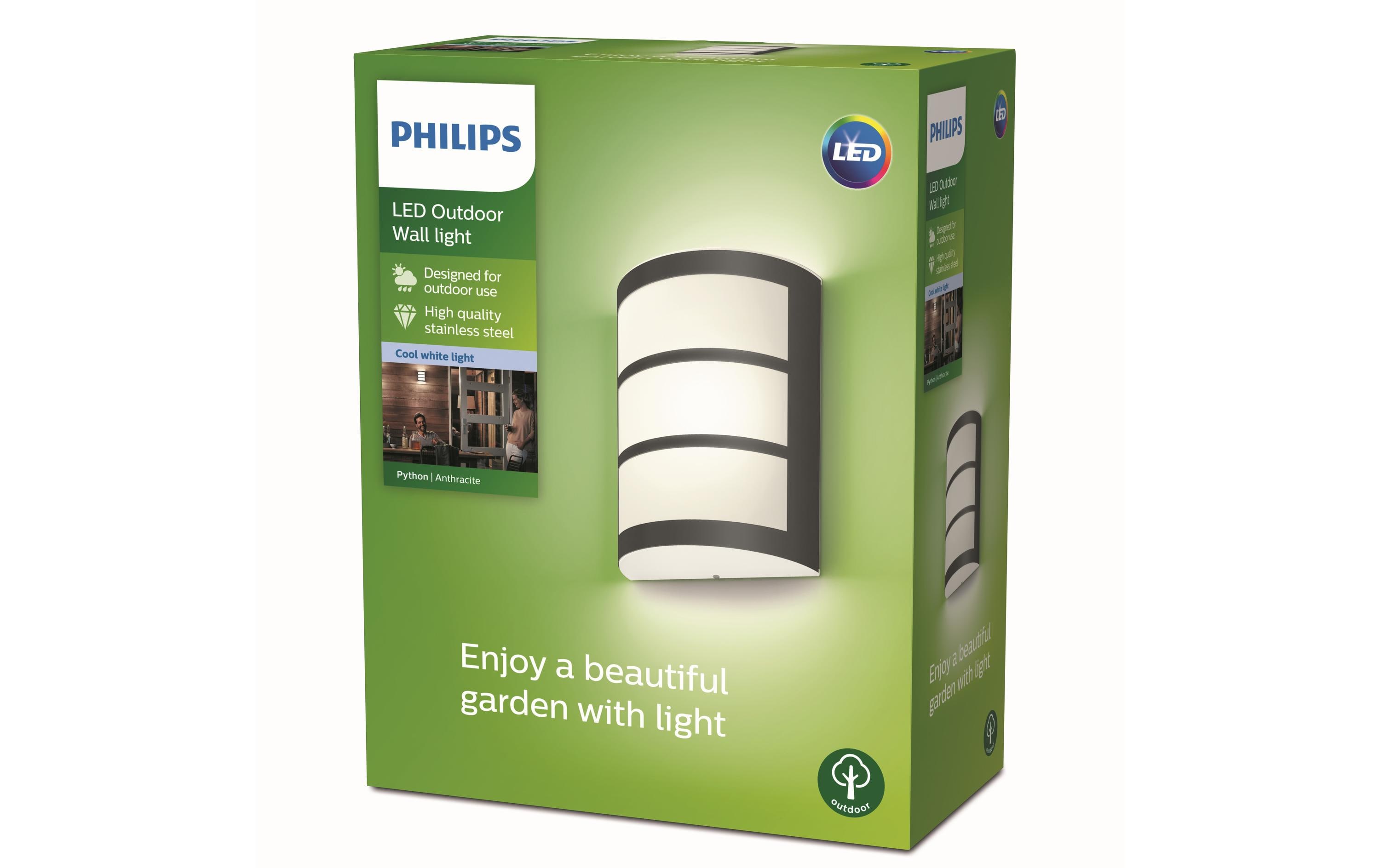 Philips Wandleuchte Python Wall Antrazit 4000K 6W, 4000K, Anthrazit