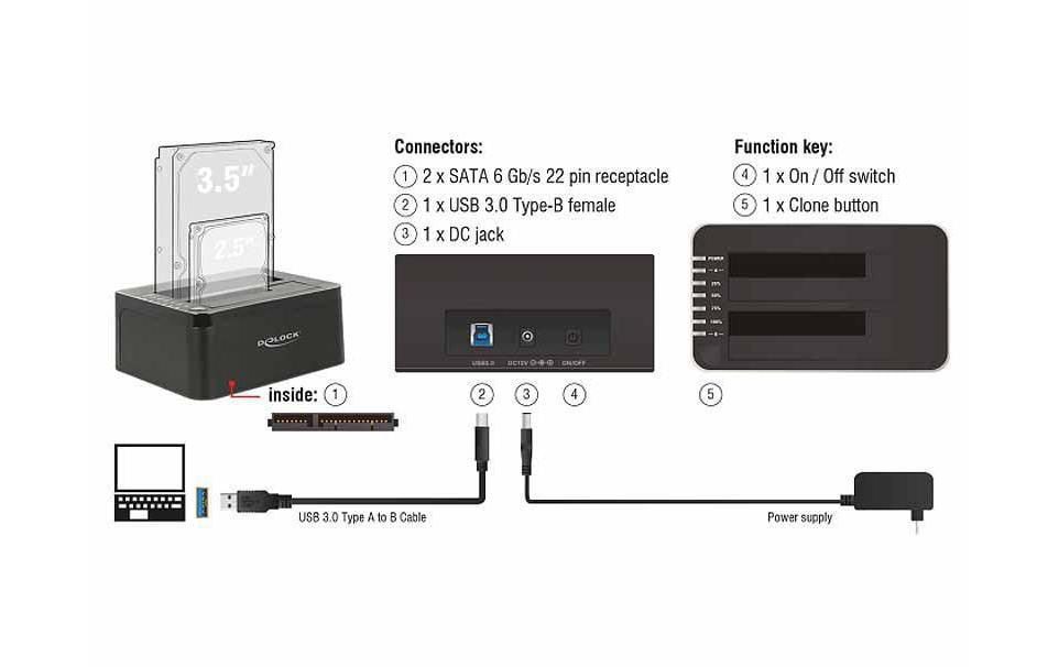 Delock Docking- und Klonstation Dual SATA