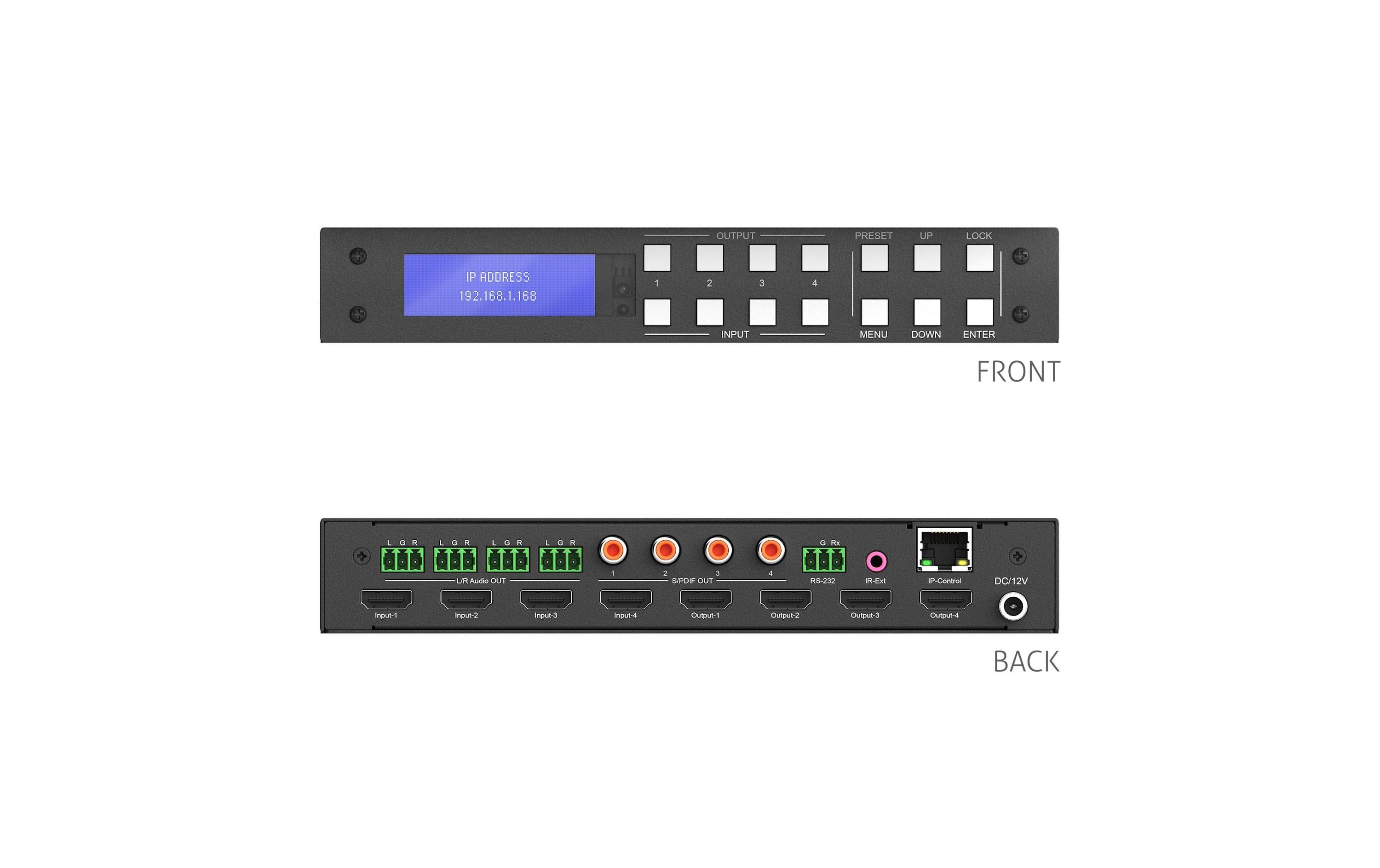 PureTools Matrix Switcher PT-MA-HD44M HDMI