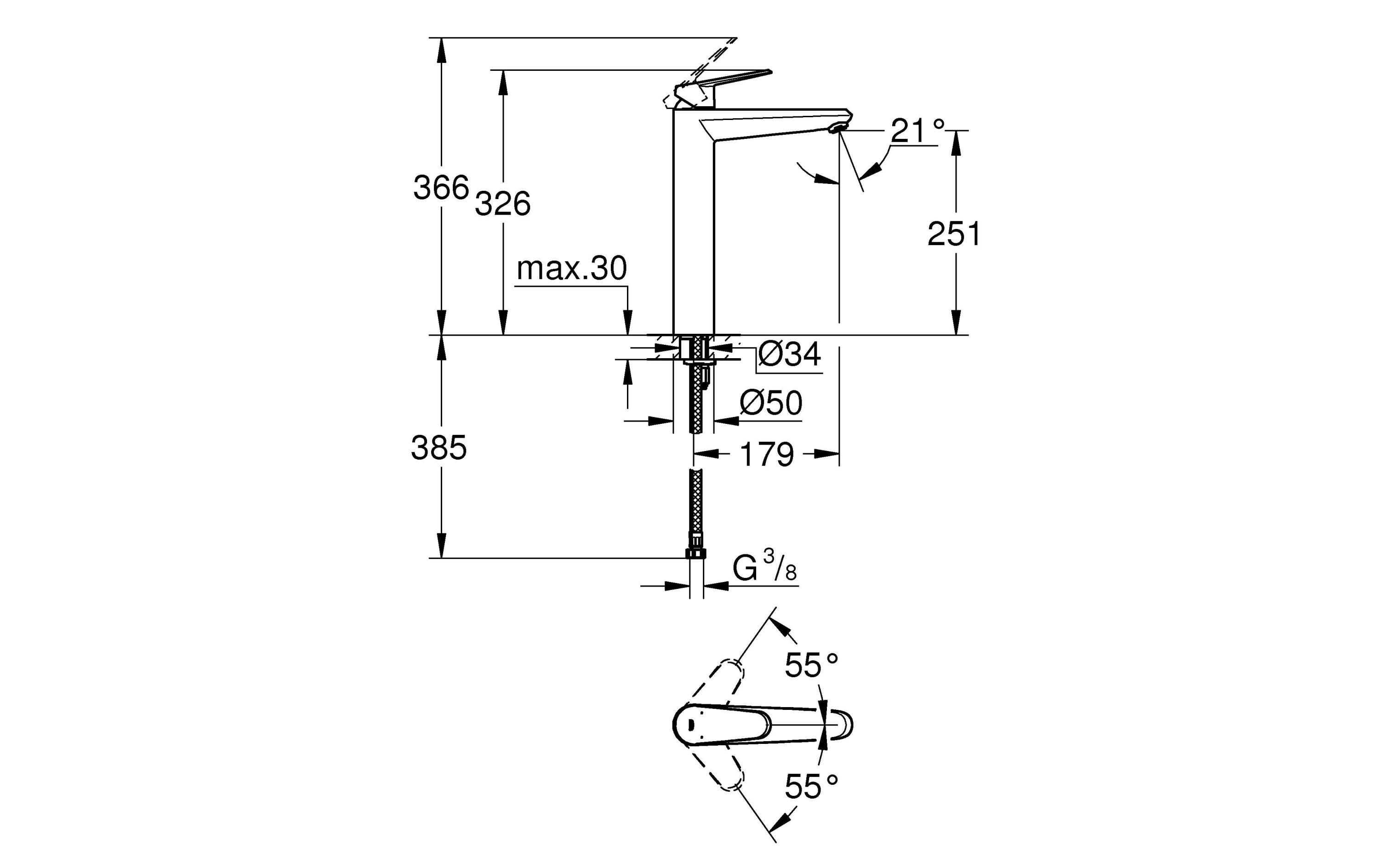 GROHE Lavaboarmatur Eurodisc Cosmopolitan XL-Size 1/2, Chrom