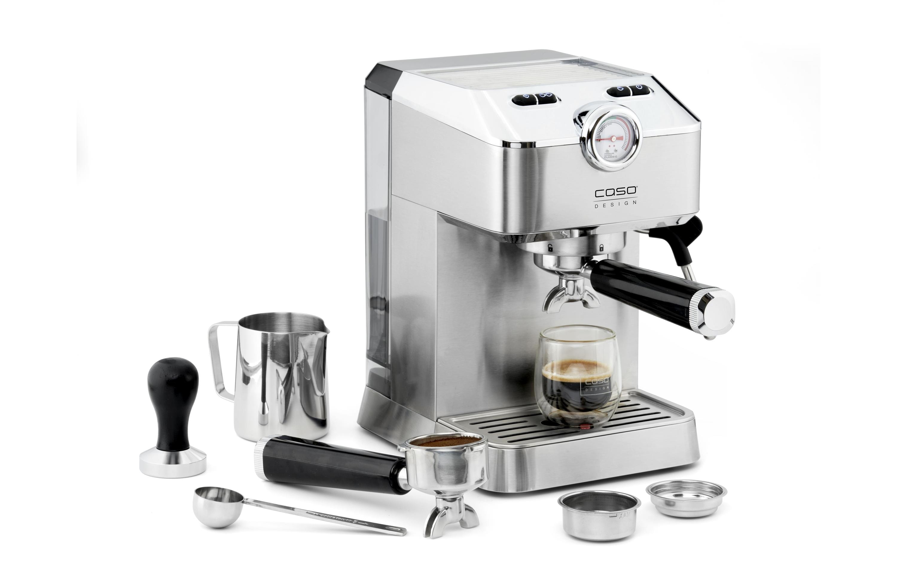 Caso Siebträgermaschine Espresso Gourmet Silber