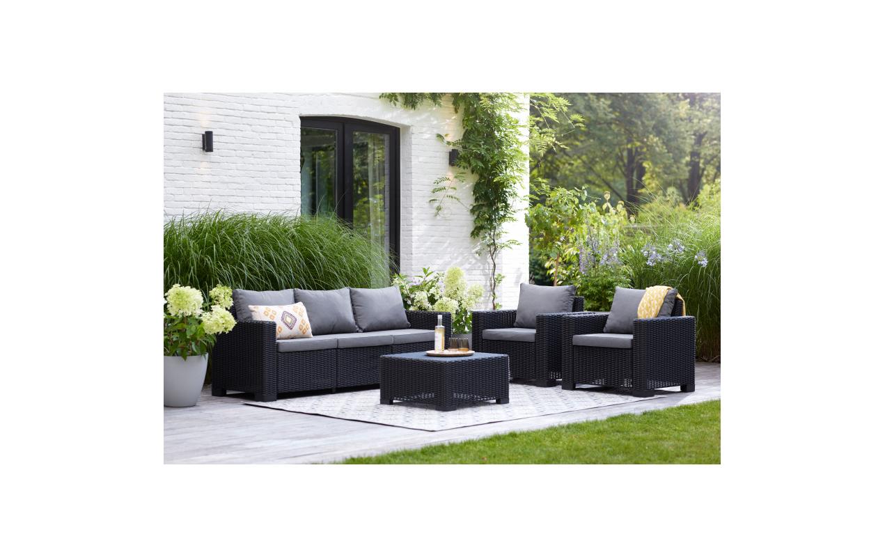 AlliBERT California 3er Sofa, Graphit, inkl. Kissen