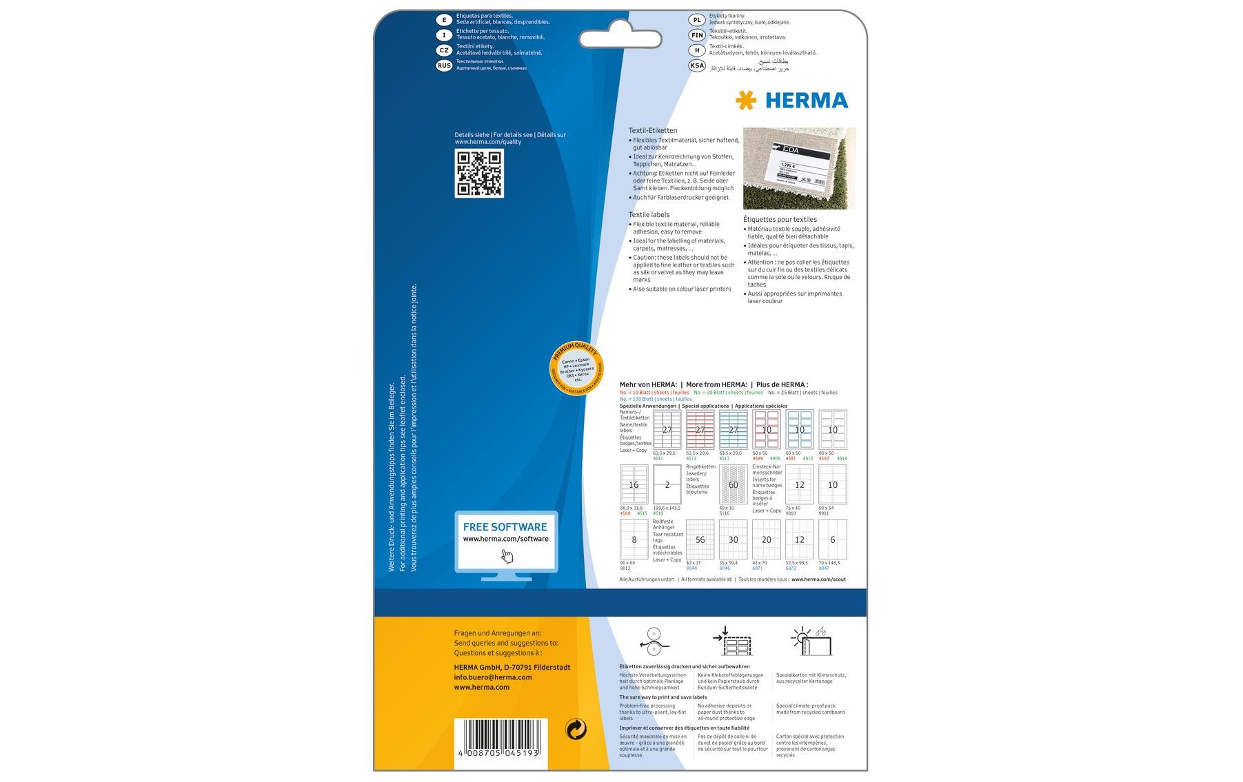 HERMA Namensetiketten 4519 199.6 x 143.5 mm, 40 Etiketten