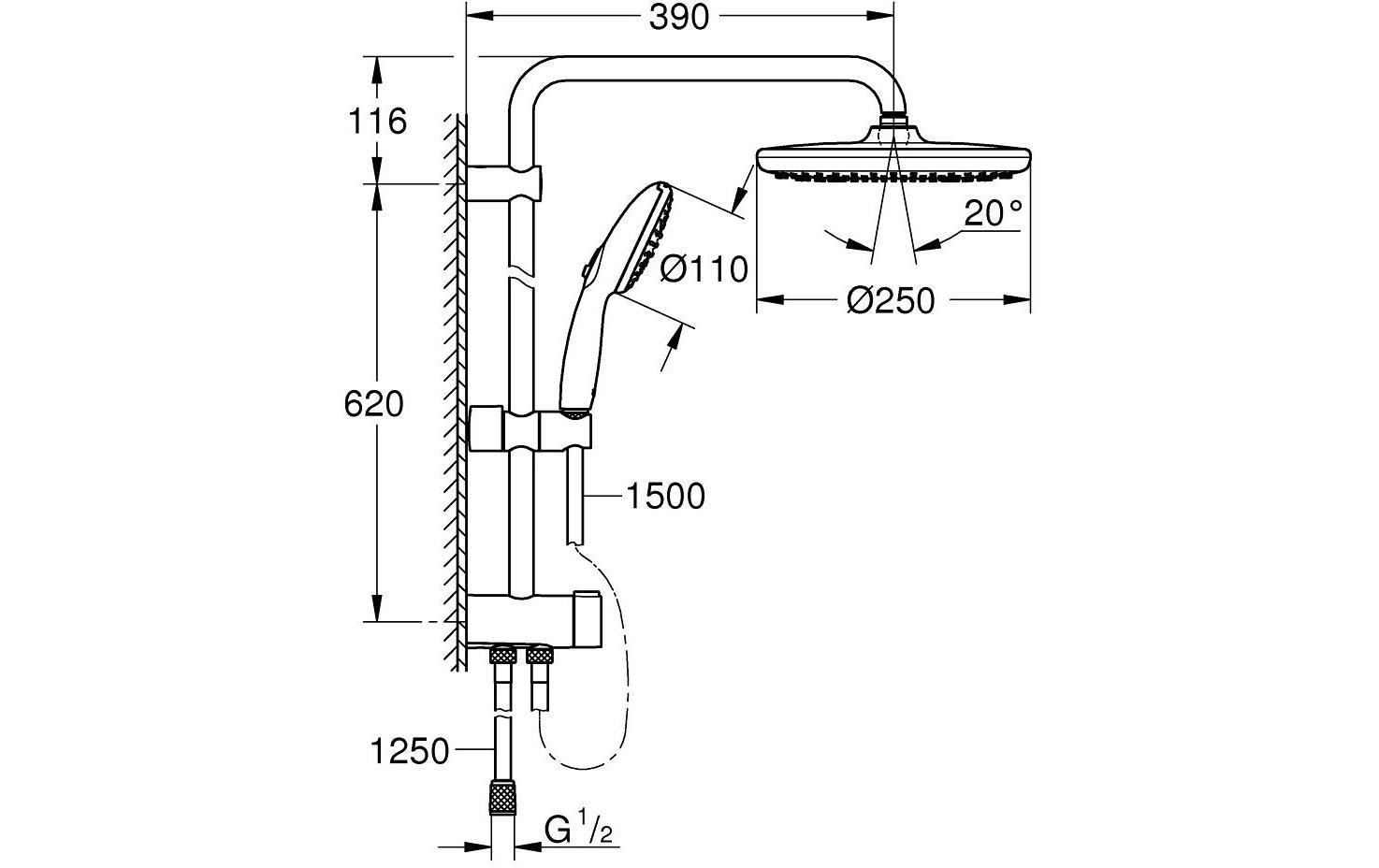 GROHE Duschsystem Vitalio Start 250 Chrom