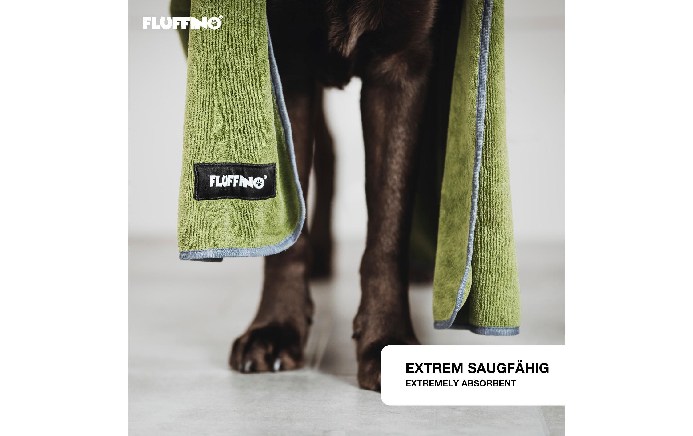 Fluffino Hundehandtuch-Set, Grün / Blau, L