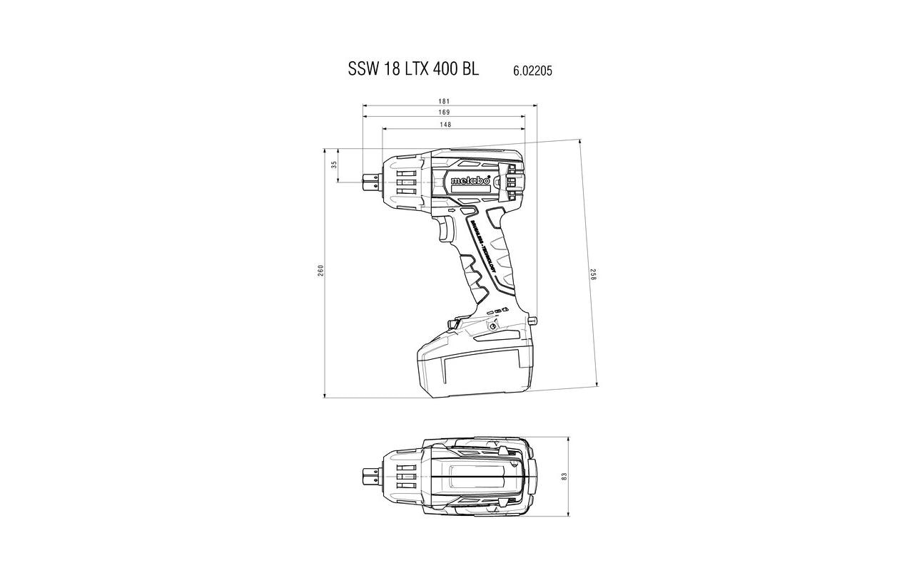 Metabo Akku-Schlagbohrschrauber SSW18 lTX-400BL 18 V, Solo