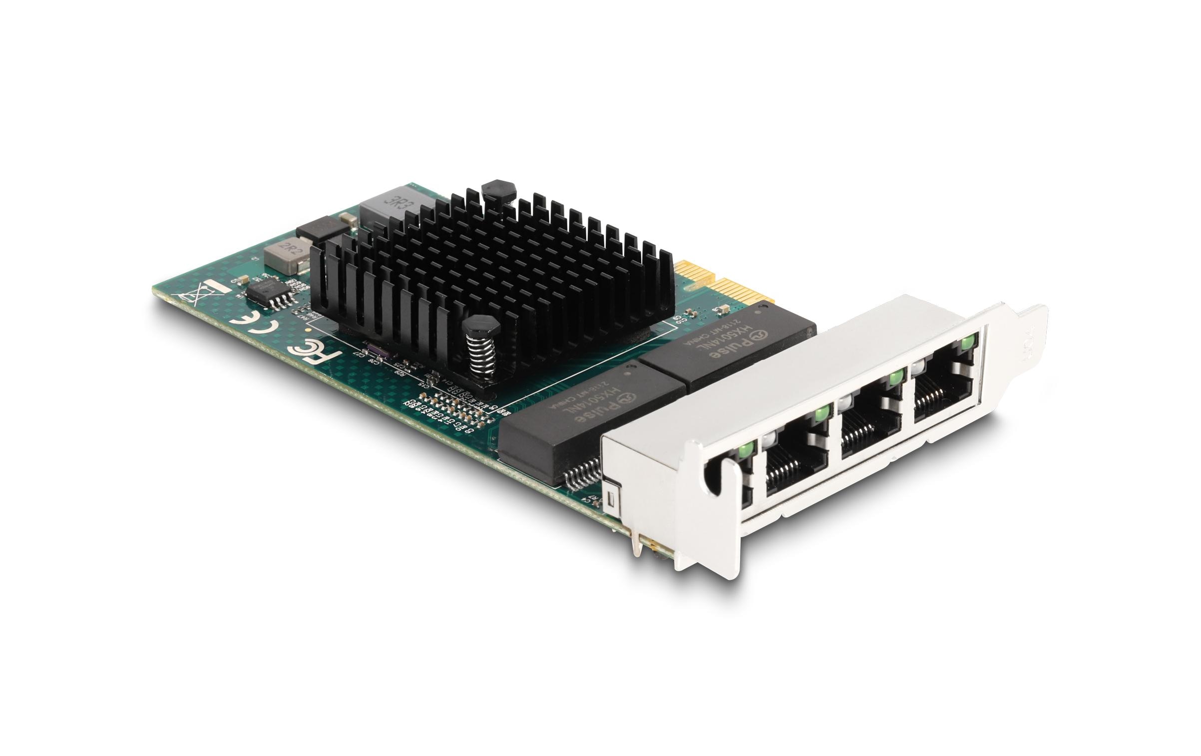 Delock Netzwerkkarte 4x RJ45 Gigabit, PCI-Express x1