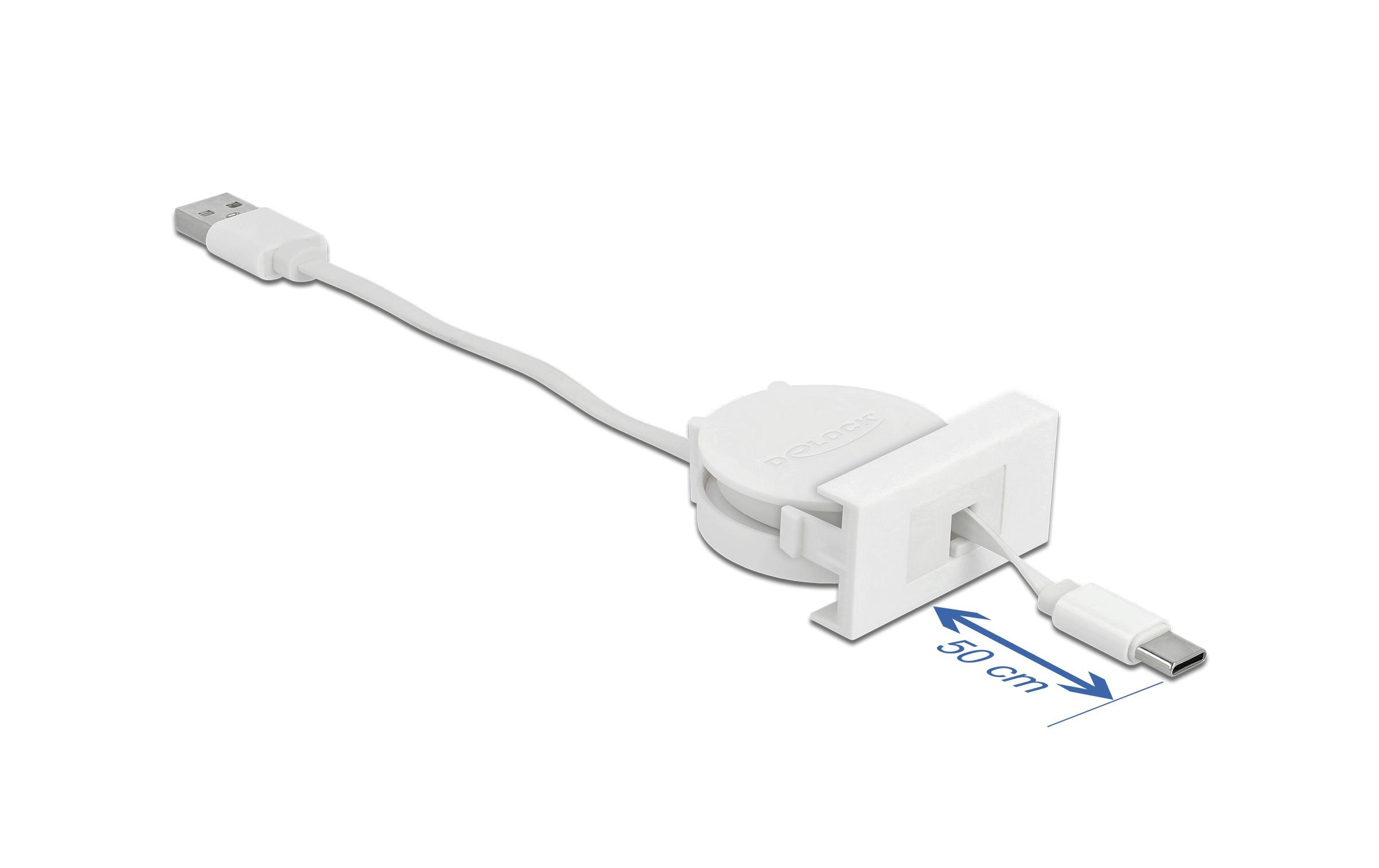 Delock Easy 45 Modul USB 2.0 Ausrollkabel USB Typ-A zu USB Type-C