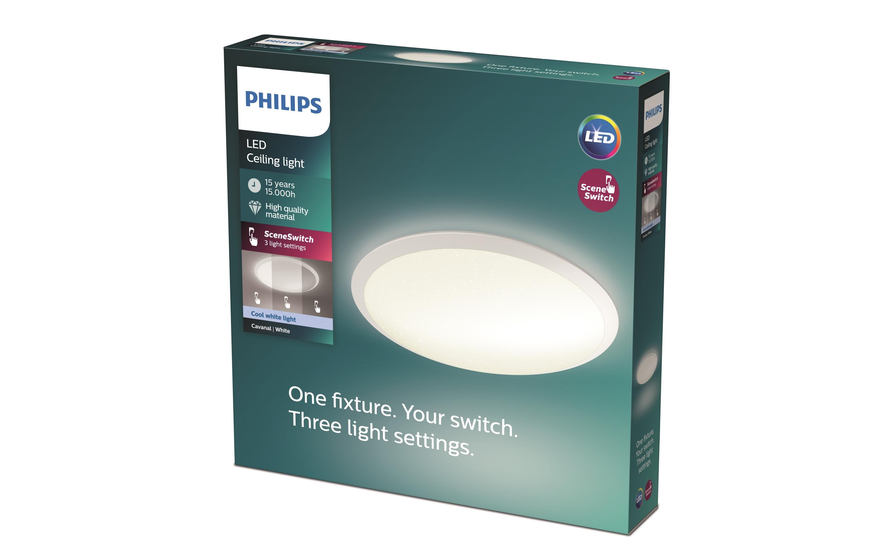 Philips Deckenleuchte Cavanal, 18 W, 4000 K, Weiss