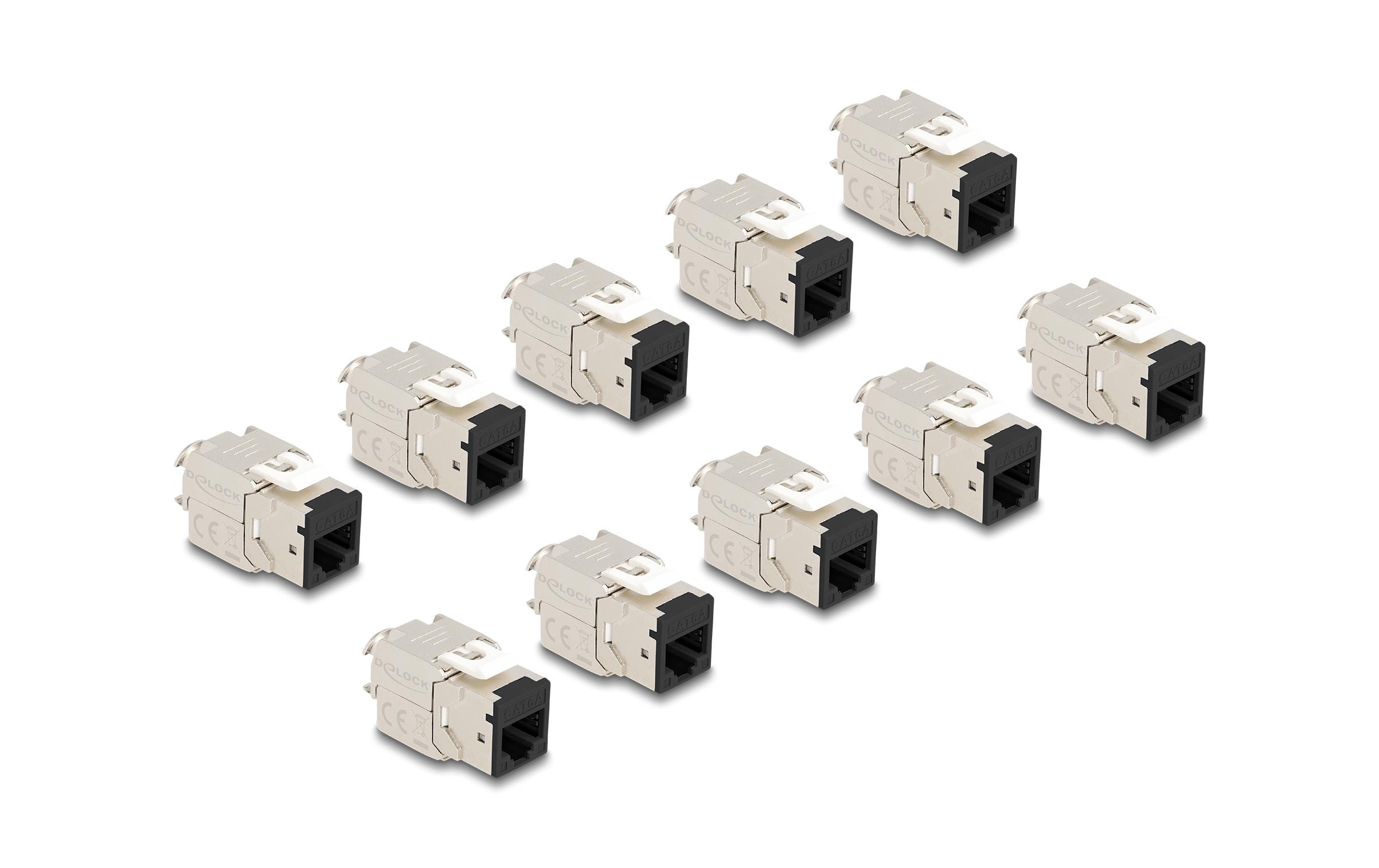 Delock Keystone-Modul RJ45 zu LSA Cat.6A Schwarz, 10 Stück