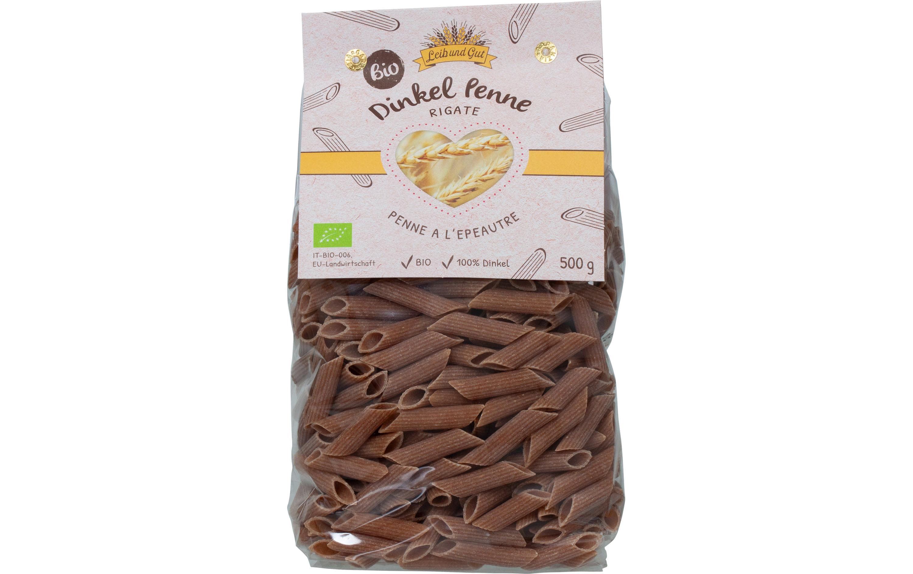 Leib und Gut Teigwaren Bio Dinkel Penne Rigate 500 g