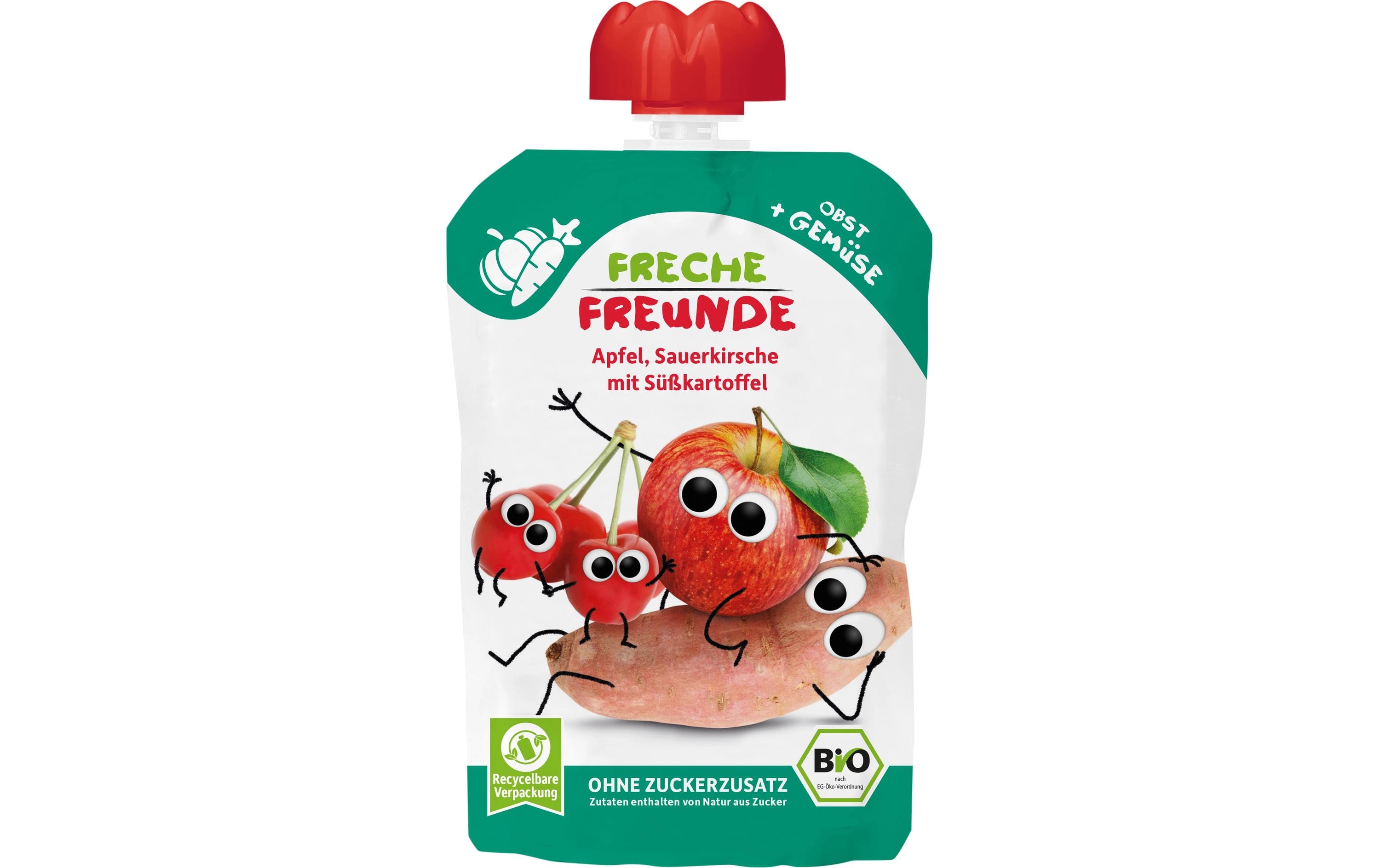 Freche Freunde Quetschbeutel Apfel, Kirsche, Süsskartoffel 100 g