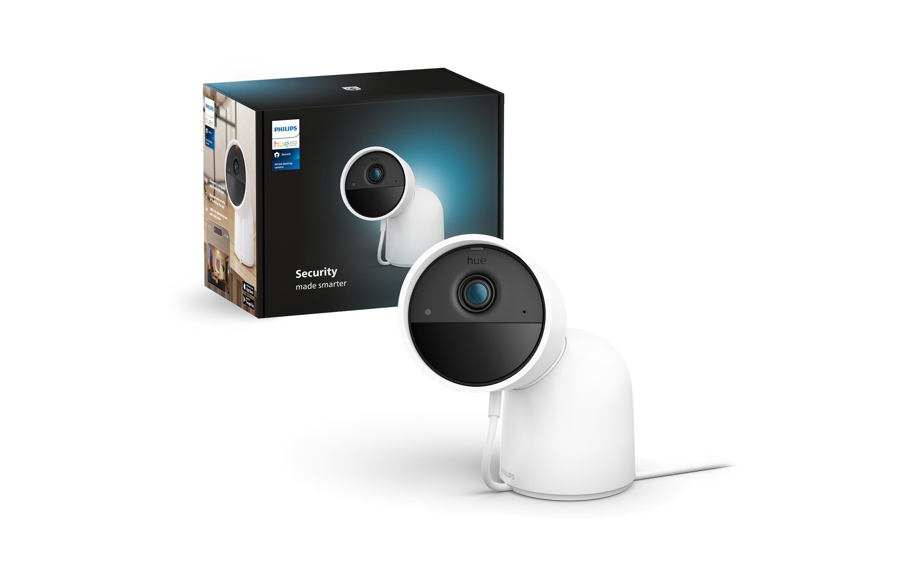 Philips Hue Secure kabelgebundene Kamera mit Standfuss Weiss