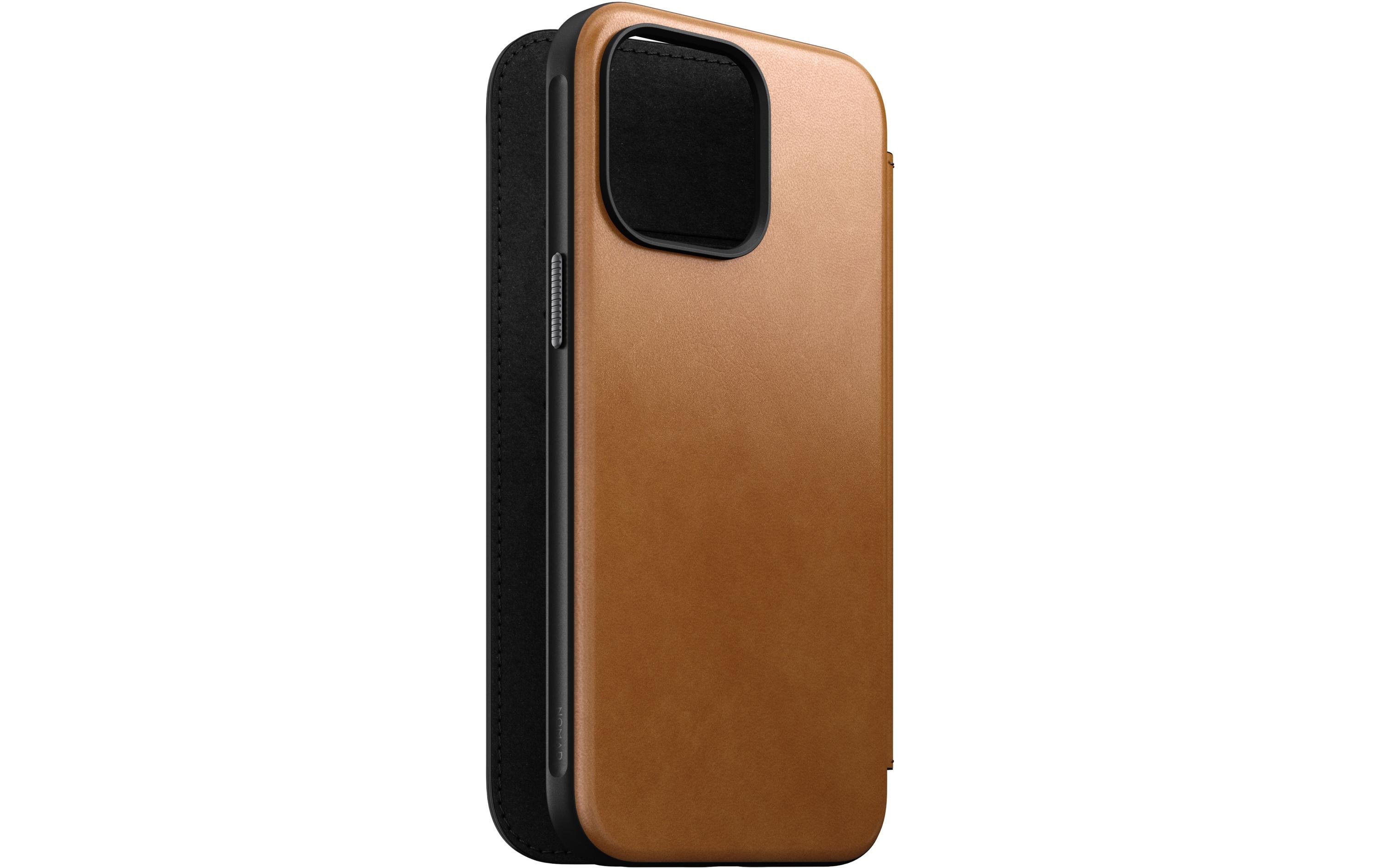 Nomad Book Cover Modern Leather Folio iPhone 15 Pro Max Beige