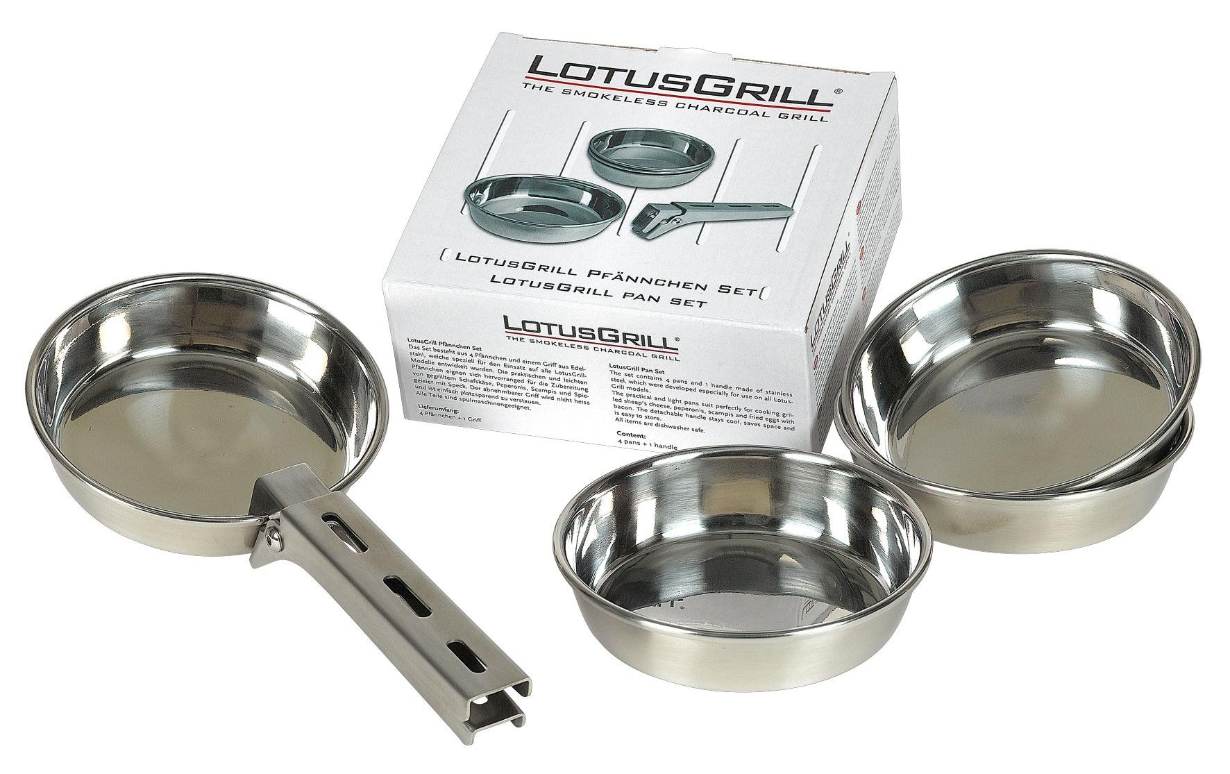 LotusGrill Pfännchen-Set, Inox, 4-teilig