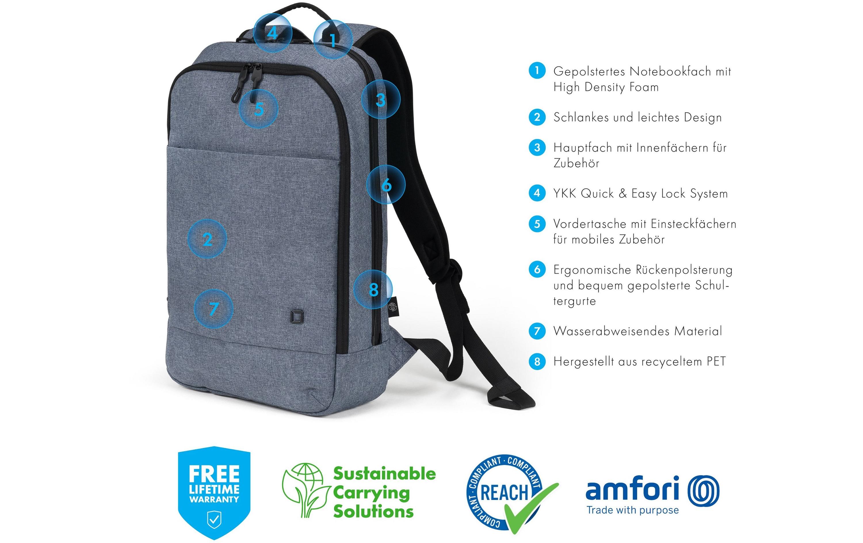 DICOTA Notebook-Rucksack Eco Slim MOTION 13 - 15.6” Grau