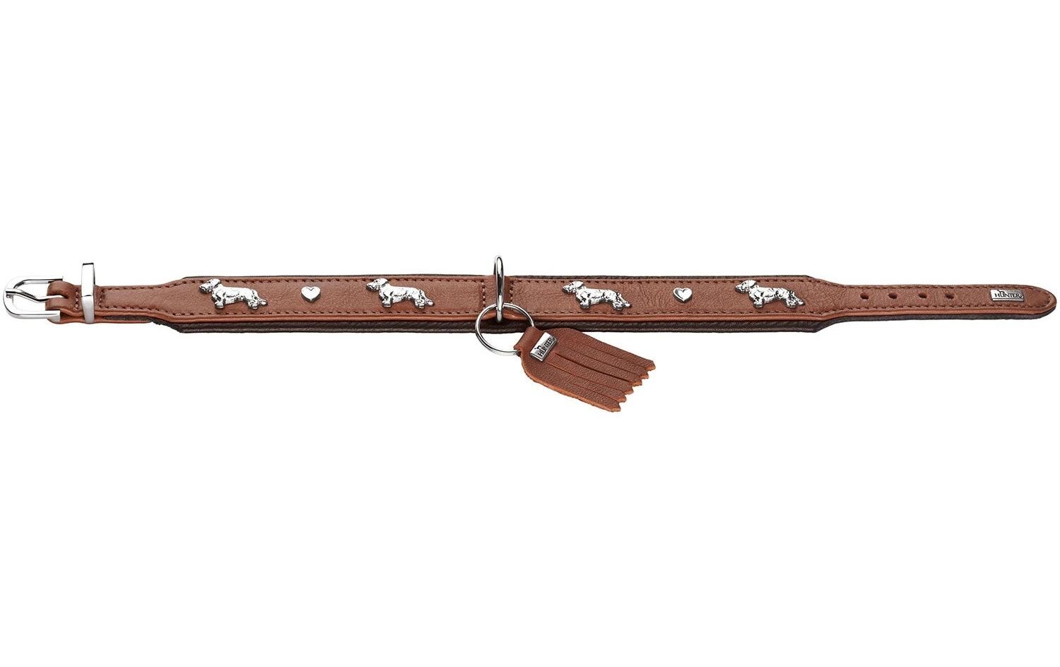 Hunter Teckel-Halsband München 42/S, Rindsleder, Cognac/Schwarz