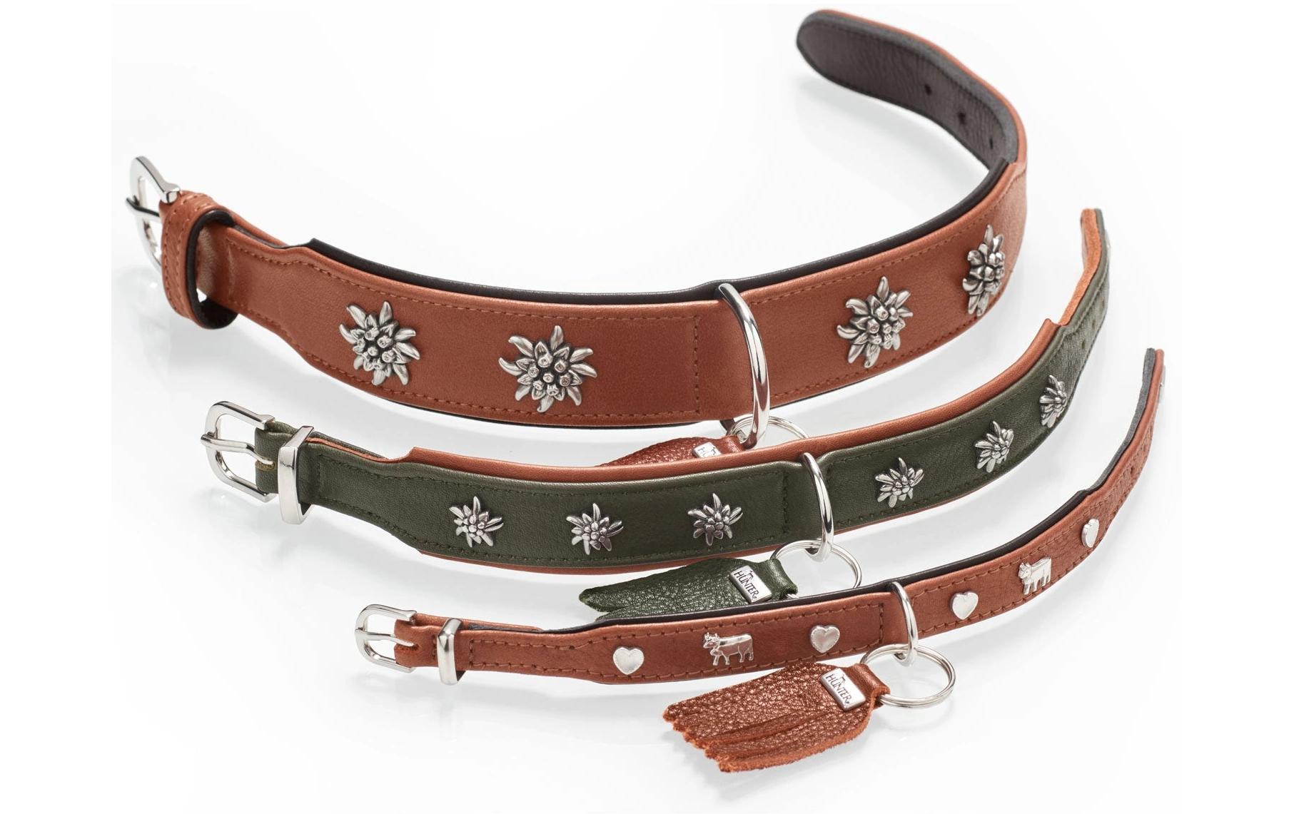 Hunter Halsband München Mini 27/XXS-XS, Rindsleder, Cognac/Schwarz