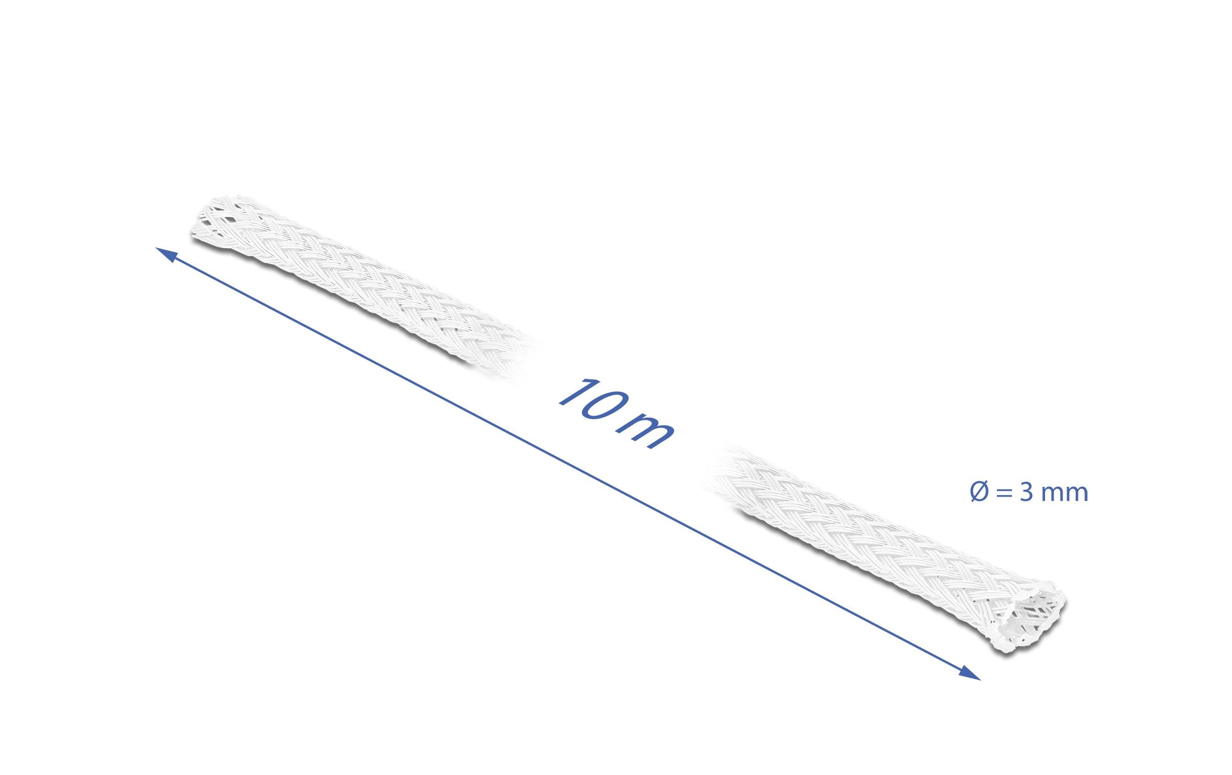 Delock Kabelschlauch dehnbar, 10m x 3 mm Weiss