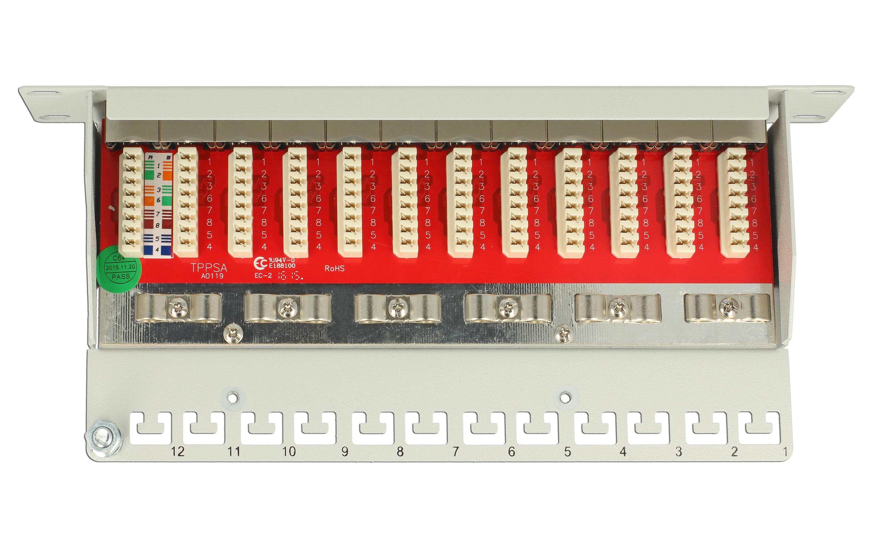 Delock Netzwerkpanel 12 Port 10 Cat.6A LSA Schwarz