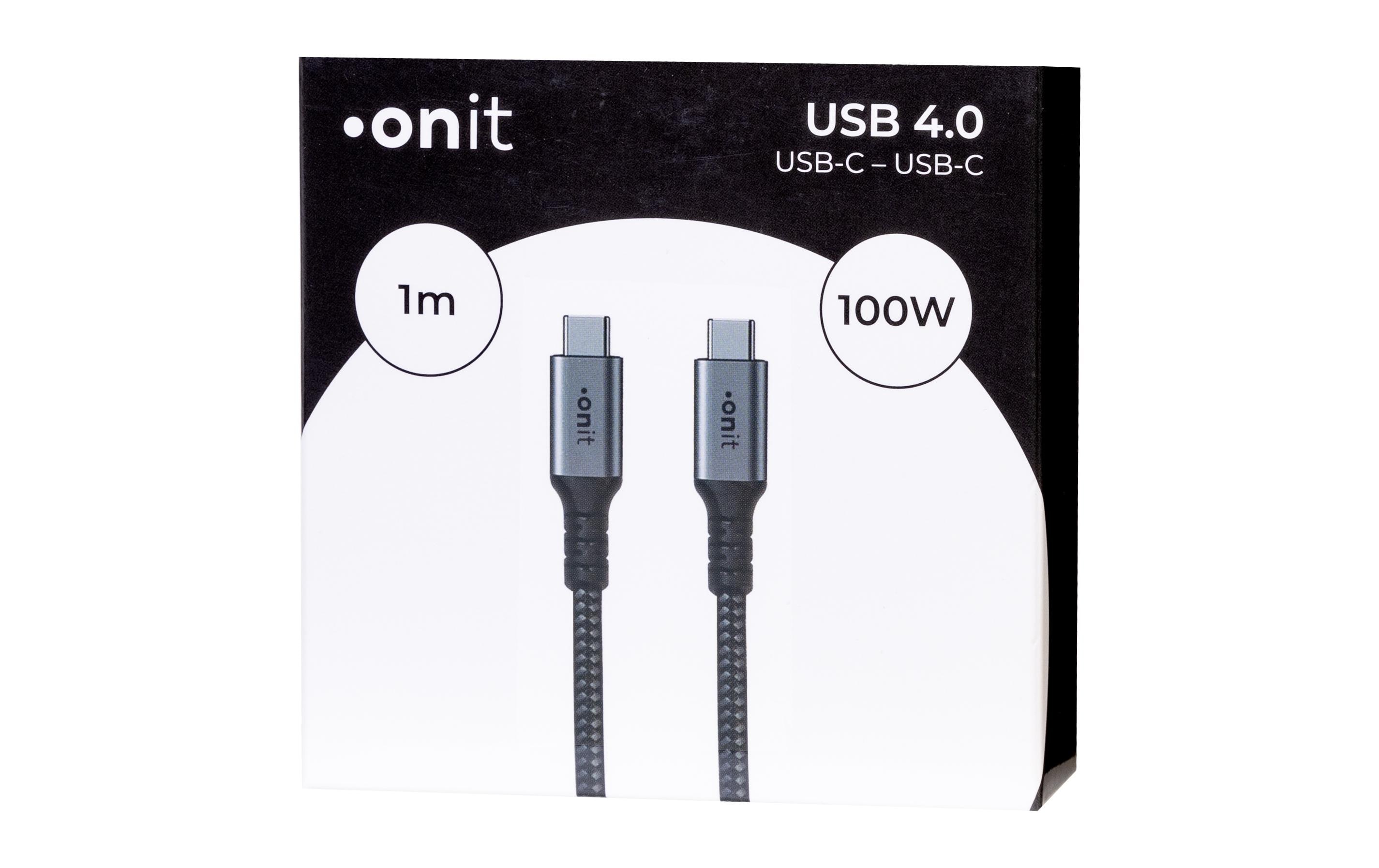 onit USB4-Kabel Pro USB C - USB C 1 m, Grau/Schwarz