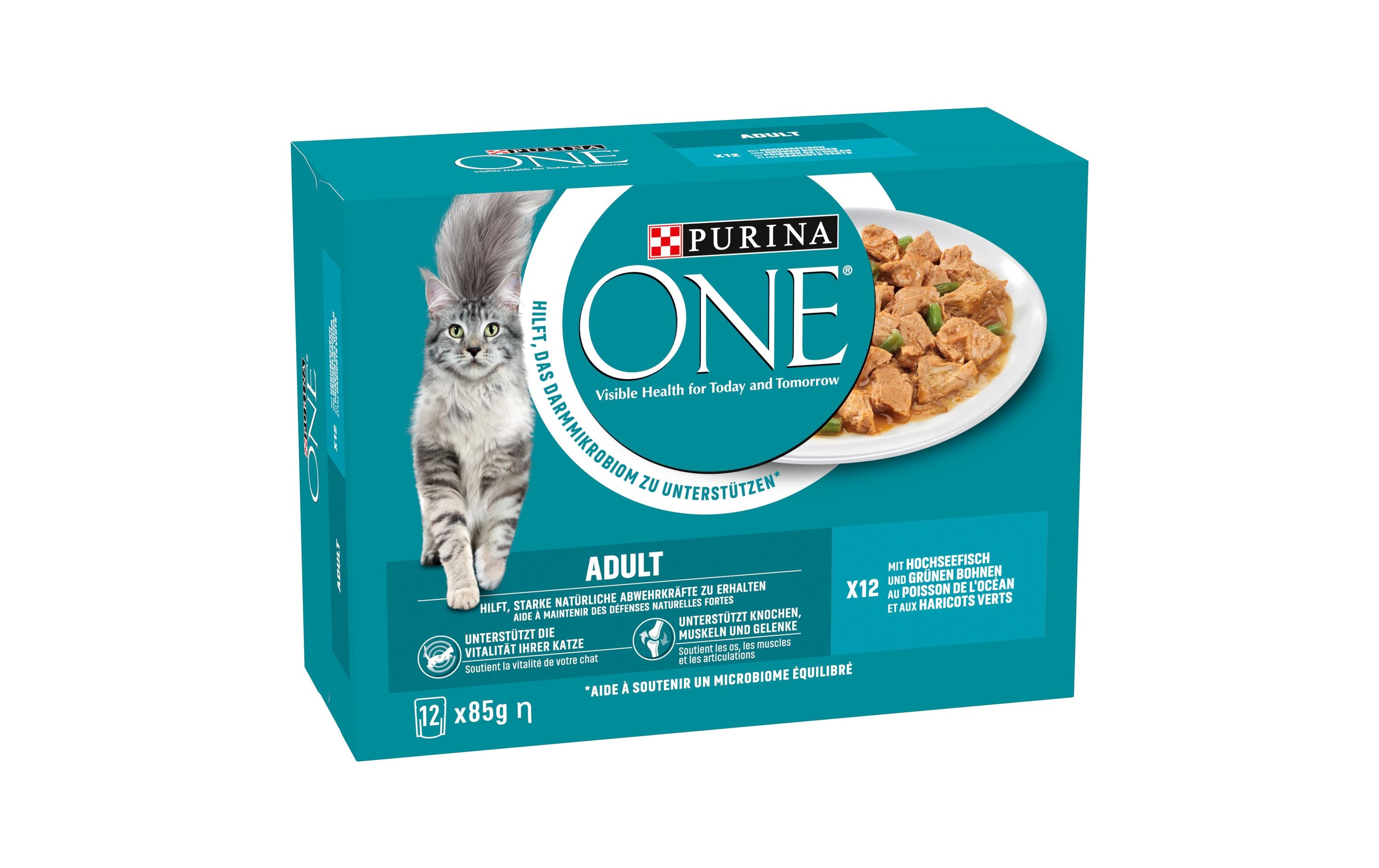 Purina ONE Nassfutter ADULT in Sauce Hochseefisch/Bohnen, 12 x 85g