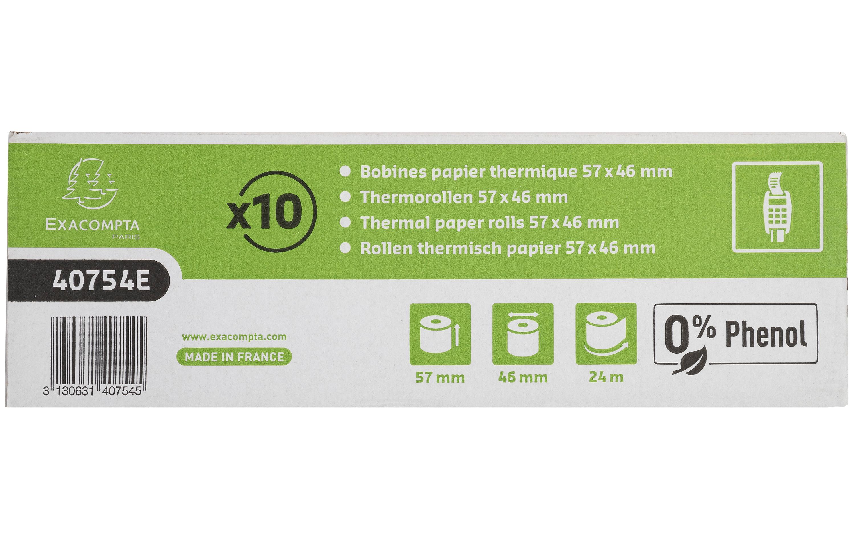 Exacompta Thermo-Papierrolle 57 x 46 x 12 mm, 24 m, 10 Stück