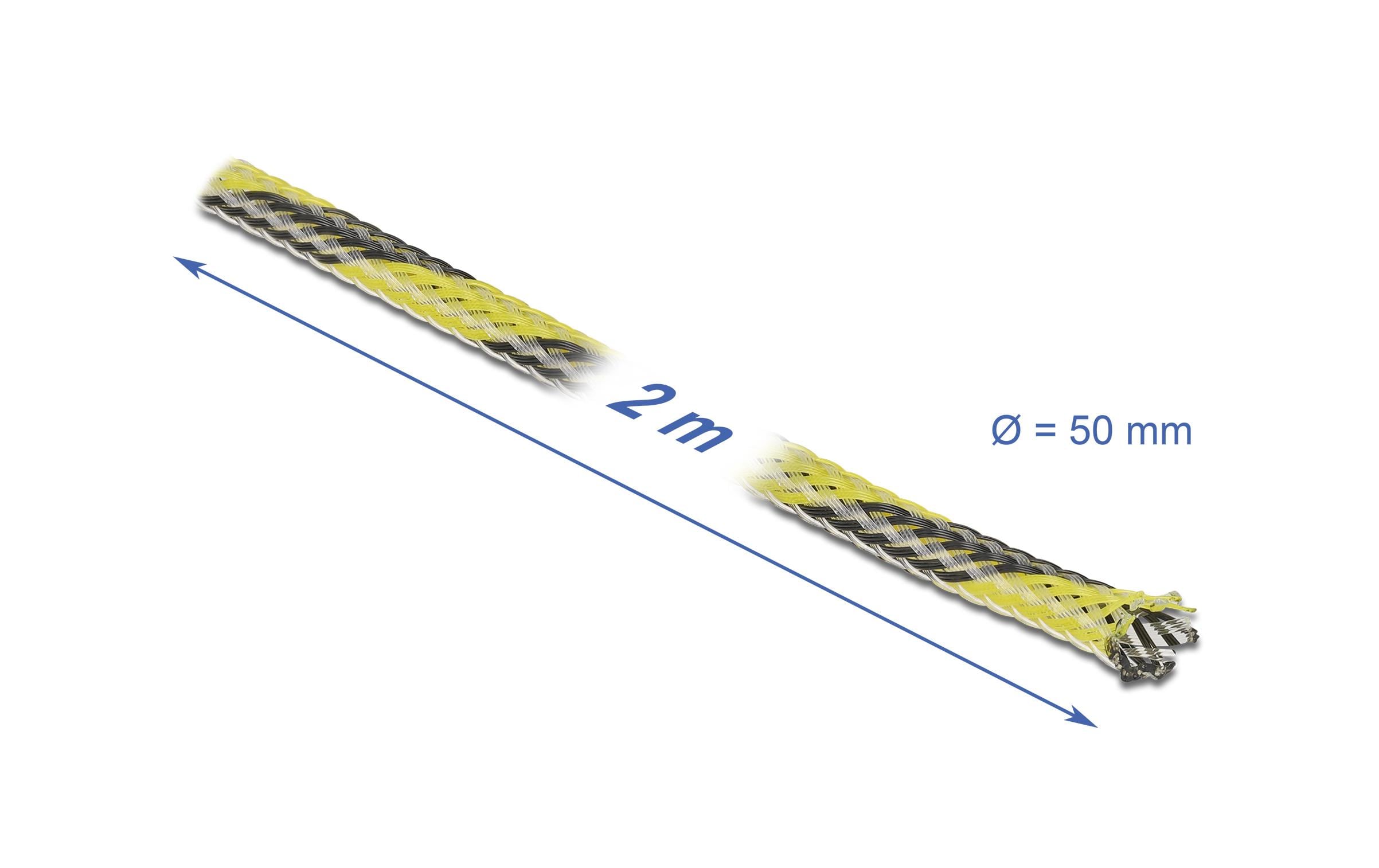 Delock Kabelschlauch dehnbar, 2 m x 50 mm Gelb Schwarz