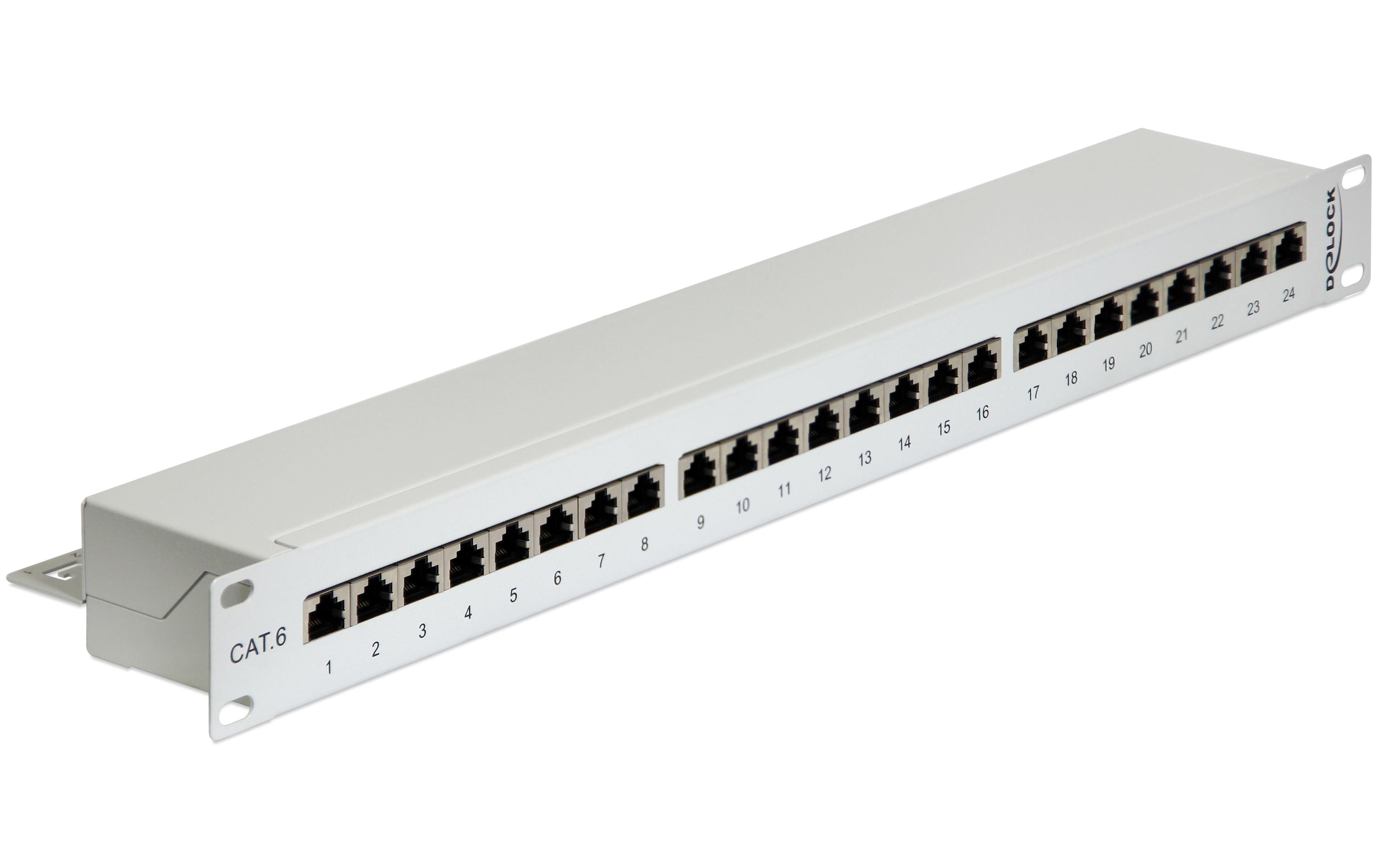 Delock Patchpanel 24 Port Cat.6 19 Rack Grau