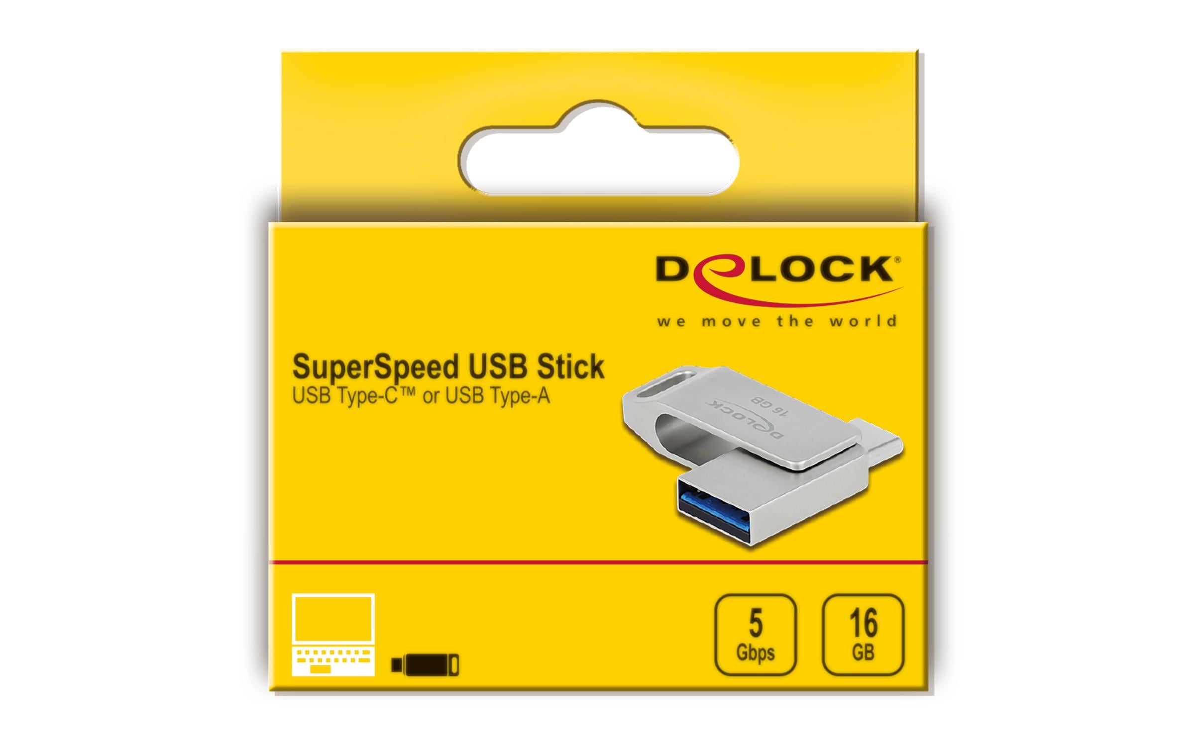 Delock USB-Stick 3.2 Gen 1 USB-C + Typ-A 16 GB