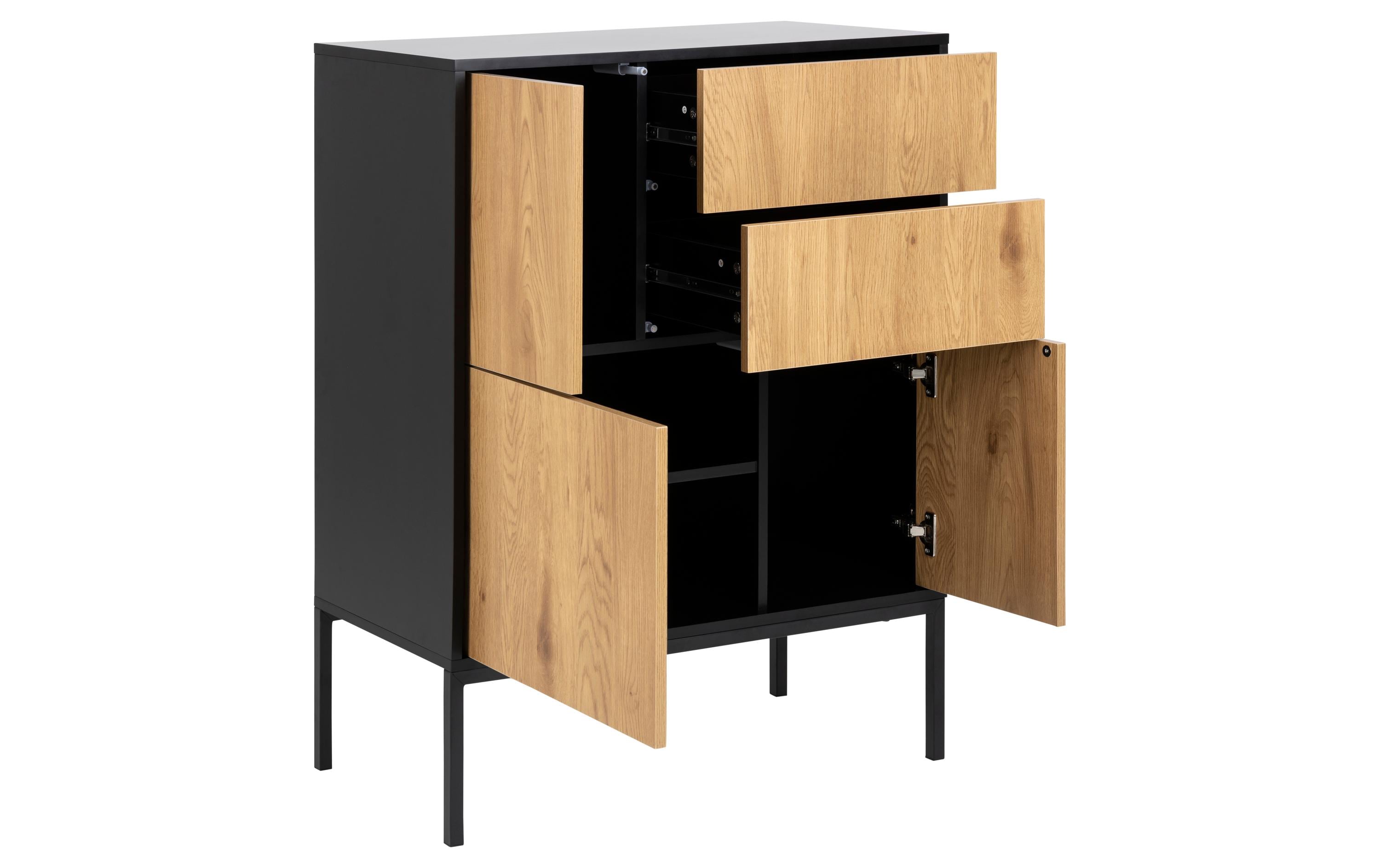 AC Design Kommode Seaford 80 x 40 x 103 cm, Nature/Schwarz