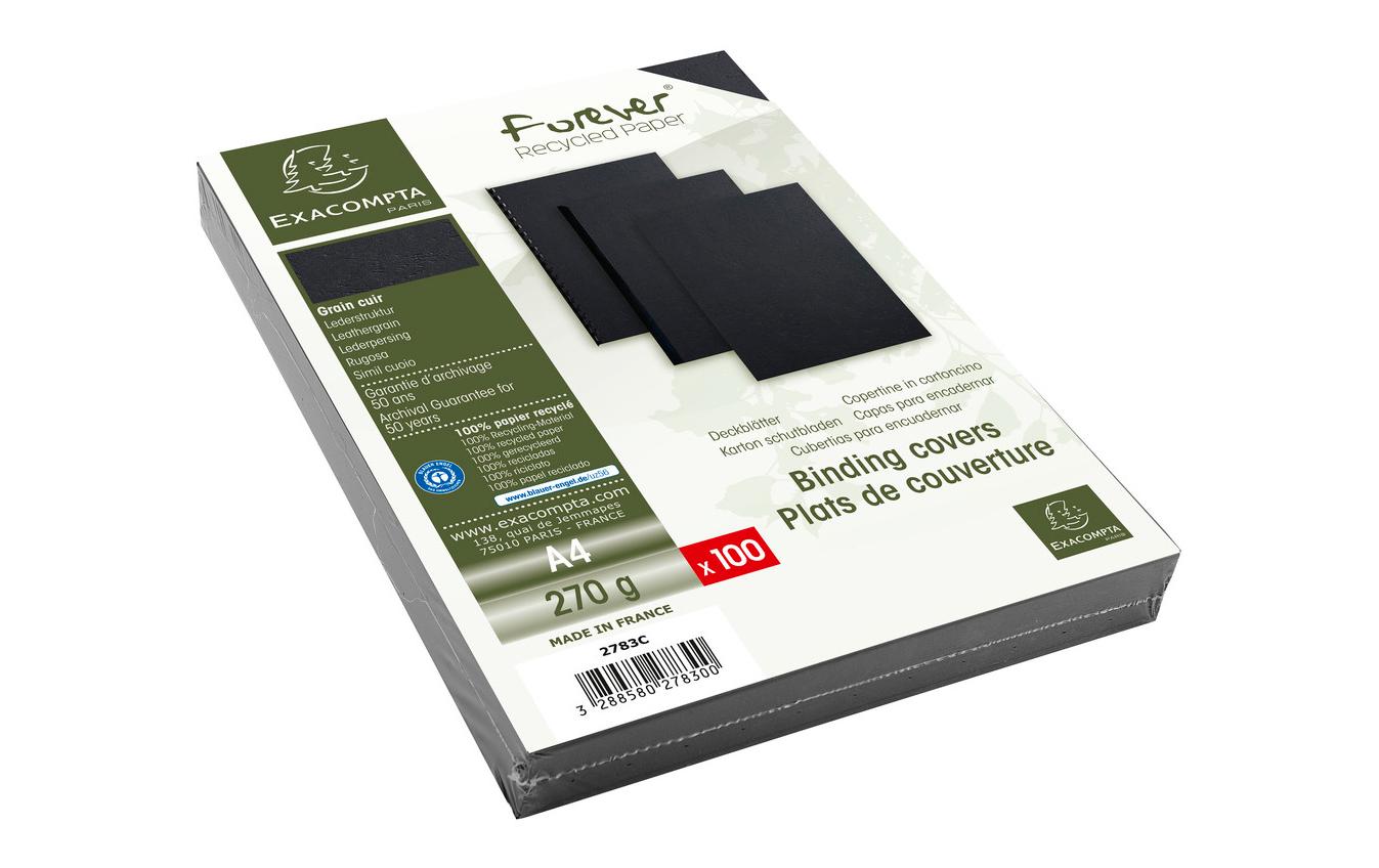 Exacompta Einbanddeckel Evercover 270 g/m², 100 Stück, Schwarz