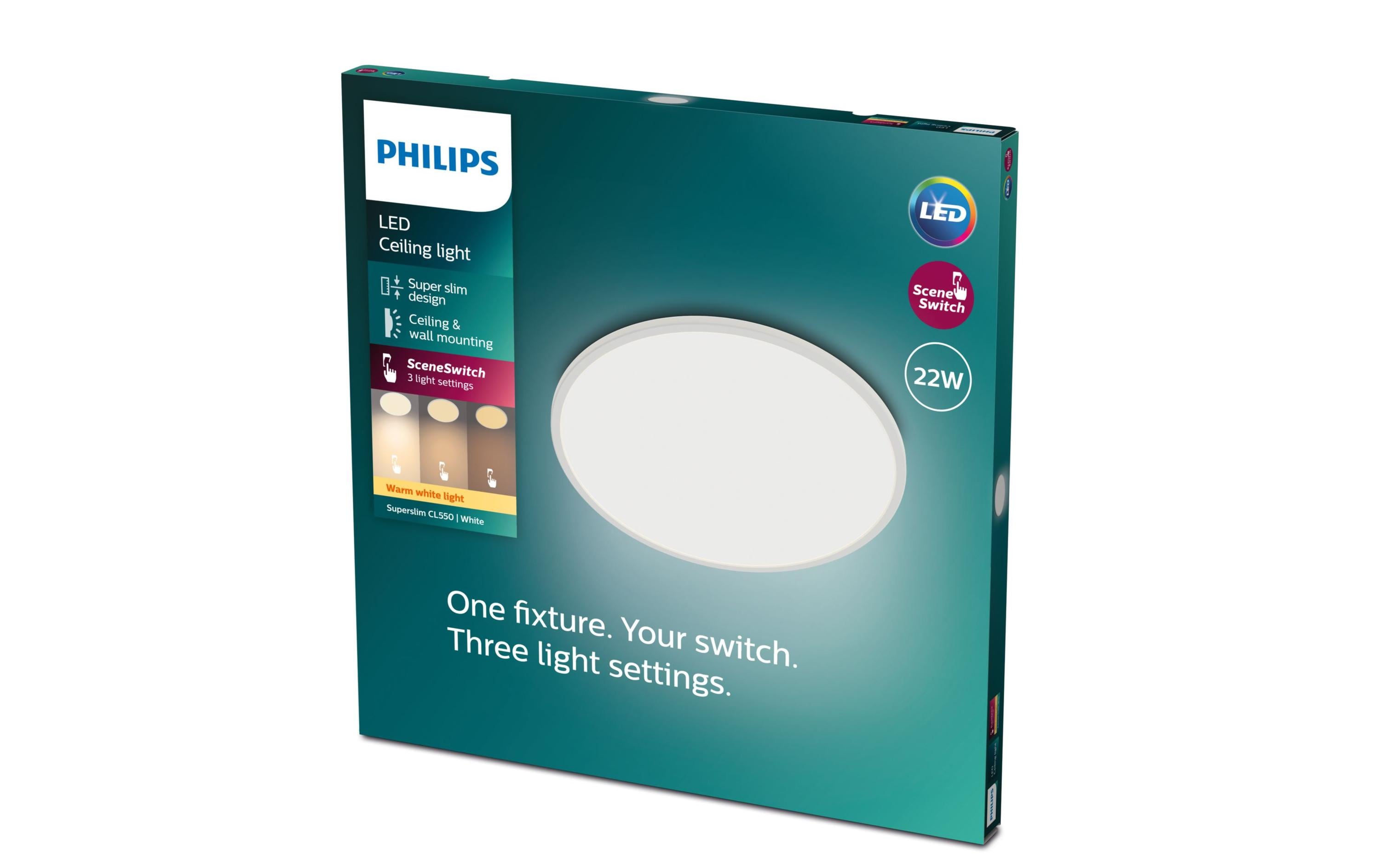 Philips Deckenleuchte LED SceneSwitch CL550 2000 lm 2700K, Weiss