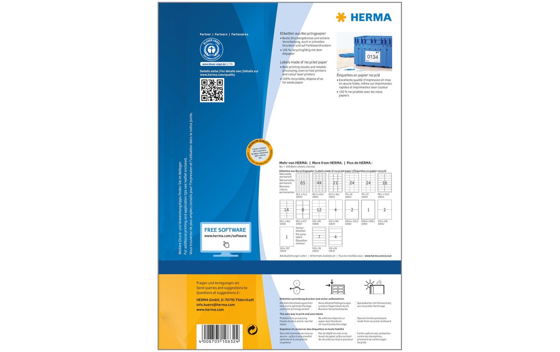 HERMA Universal-Etiketten Recycling 10832 210 x 148 mm