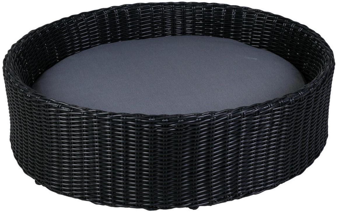 greemotion PET Hunde-Sofa Rattan-Optik rund, Schwarz, Grösse M