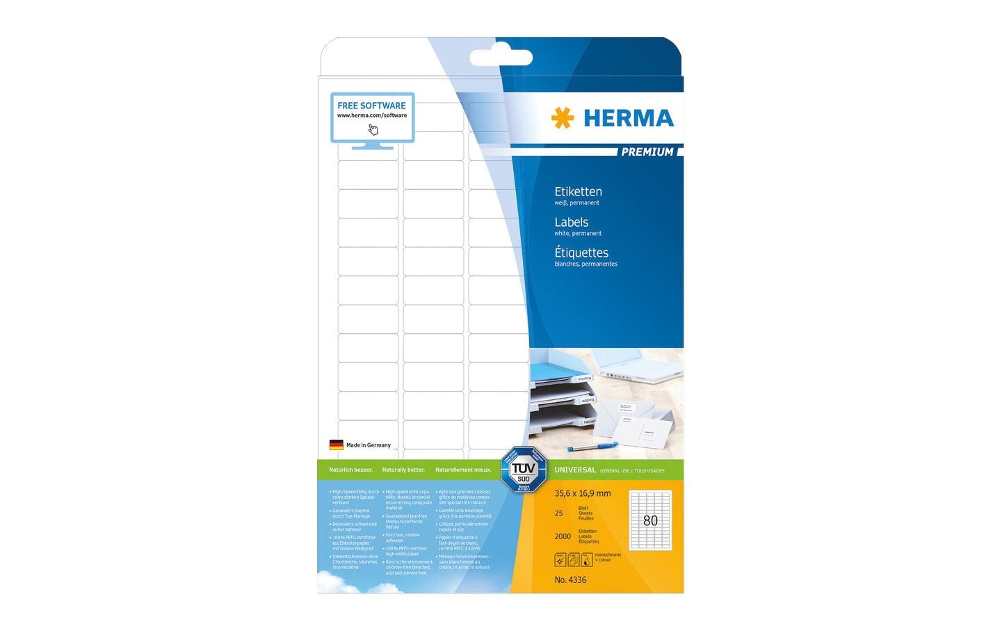 HERMA Universal-Etiketten Premium, 3.56 x 1.69 cm, 2000 Etiketten