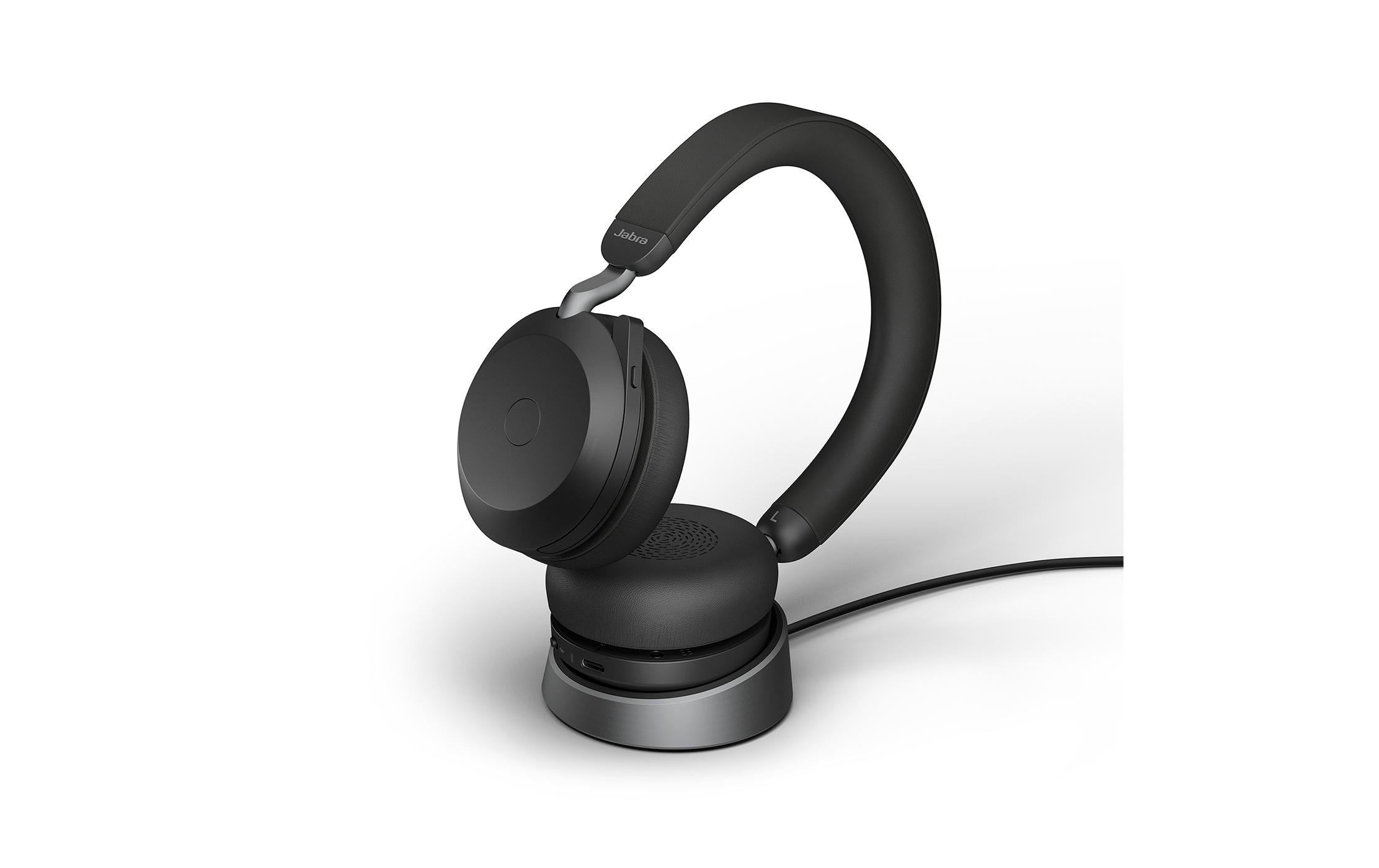 Jabra Headset Evolve2 75 Duo UC Schwarz, USB-A, inkl. Ladestation