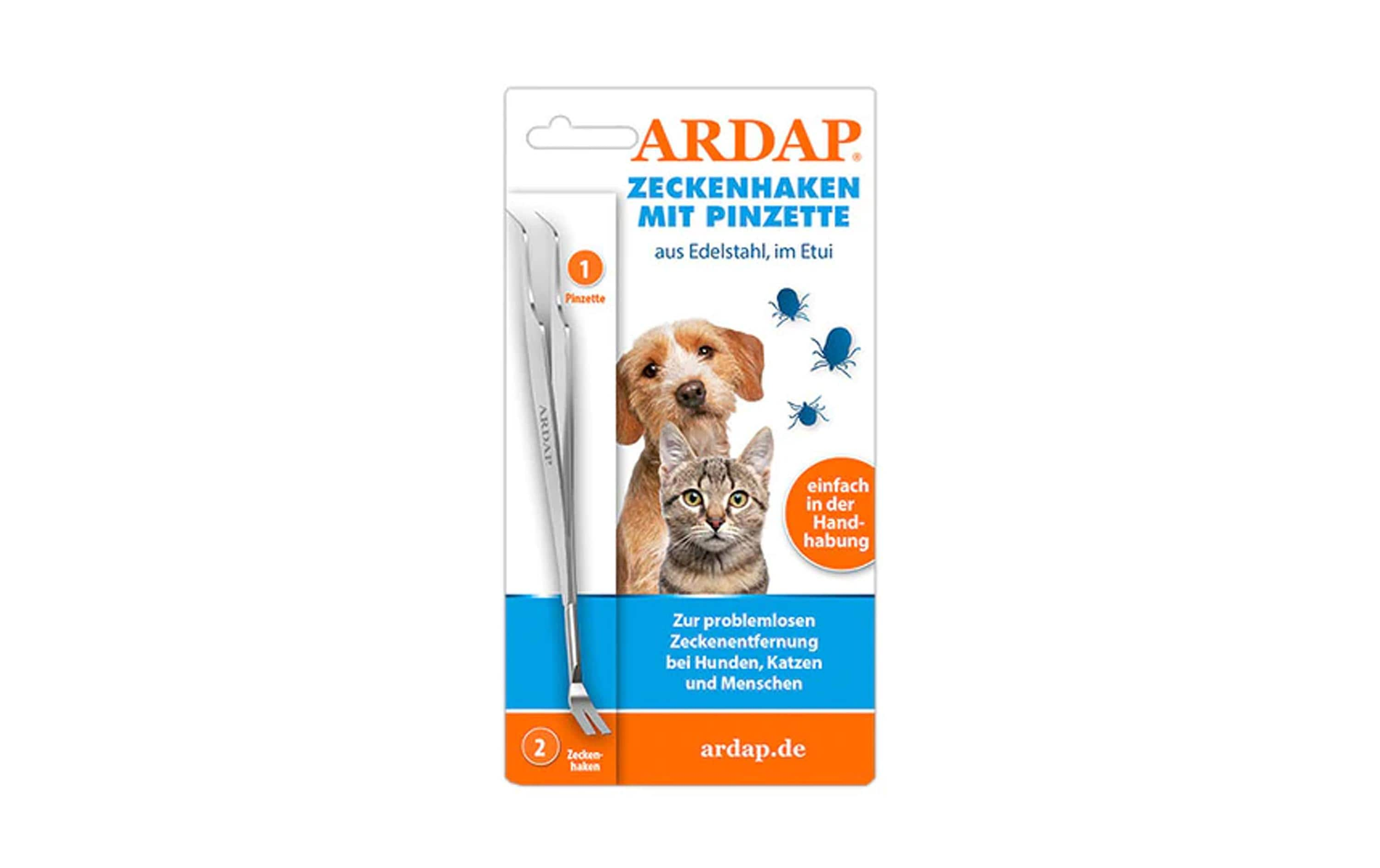 Ardap Zeckenhaken mit Pinzetten für Hunde und Katzen, Grau