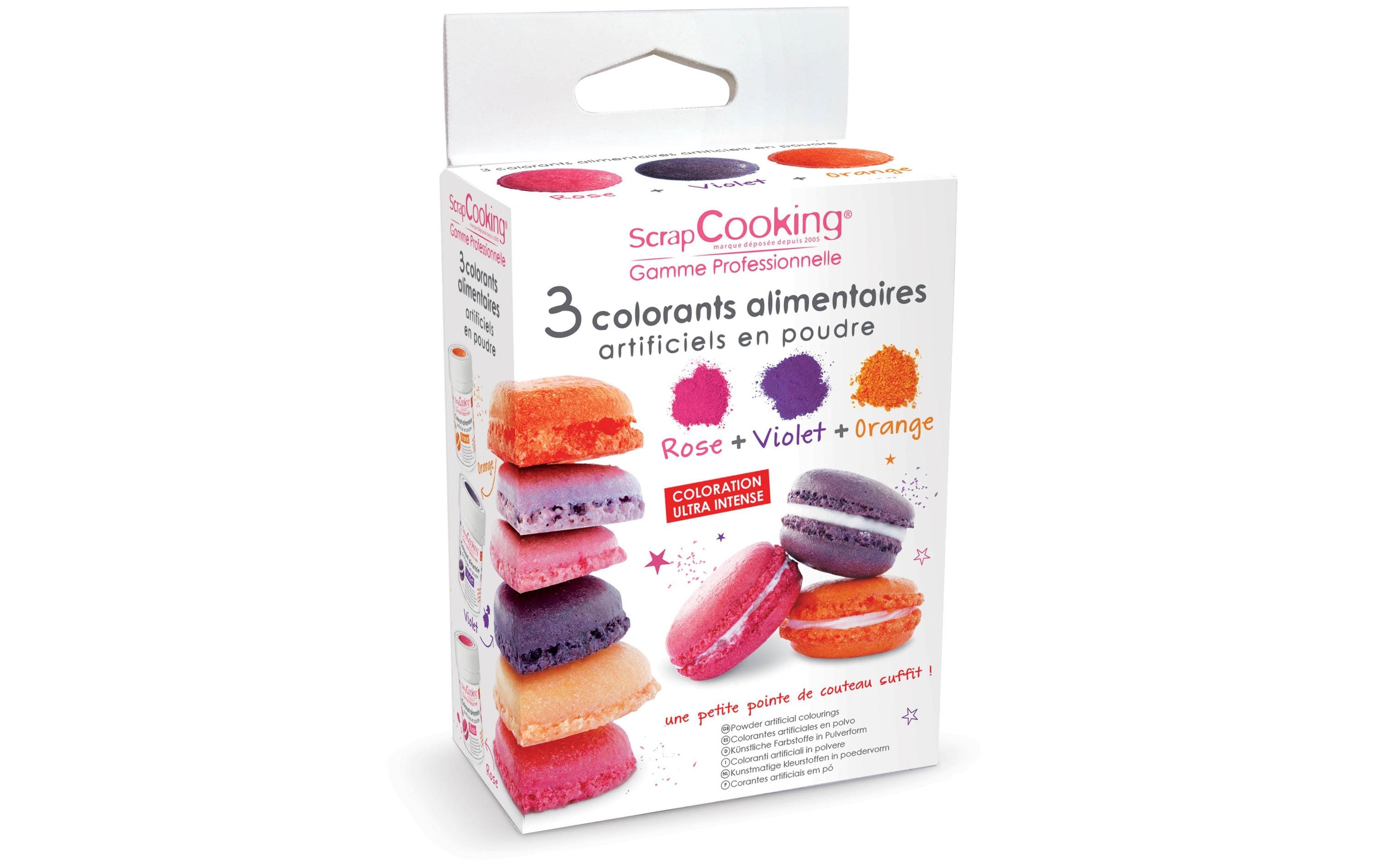 ScrapCooking Lebensmittelfarbenpulver Set Orange/Rosa/Violett