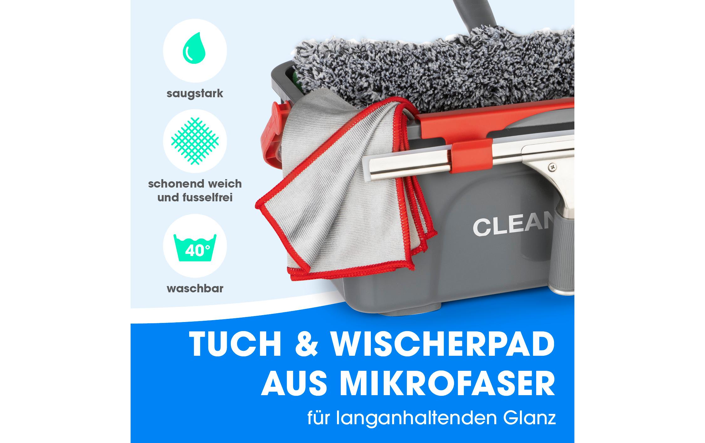 CLEANmaxx Fensterwischer 7-teilig, Grau/Rot