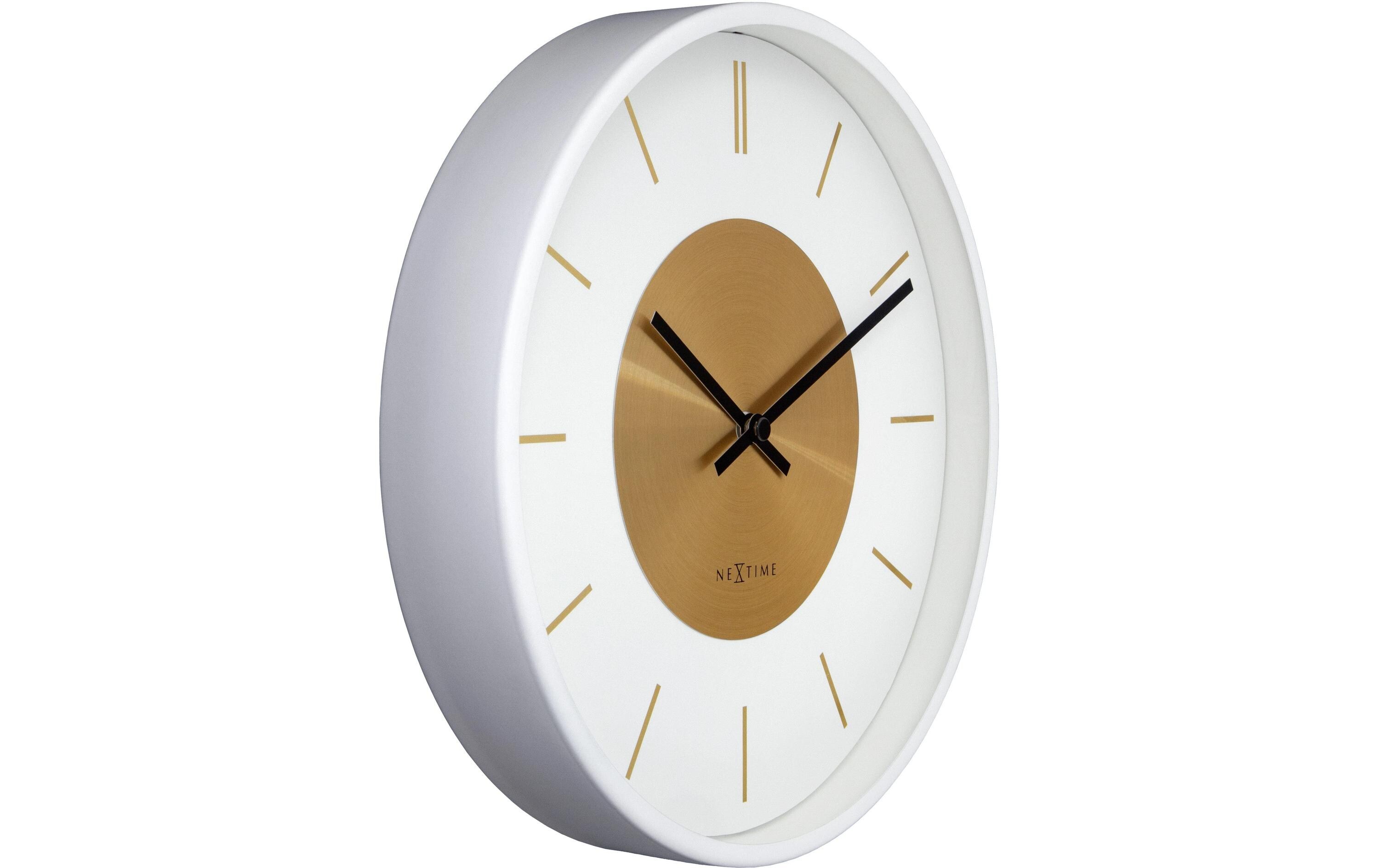 NeXtime Wanduhr Retro II Ø 25 cm, Gold/Weiss