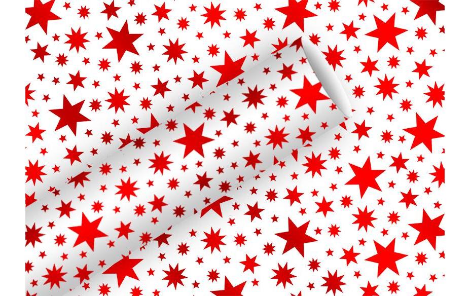 Braun + Company Geschenkpapier Beautiful Stars 70 cm x 1.5 m, Rot