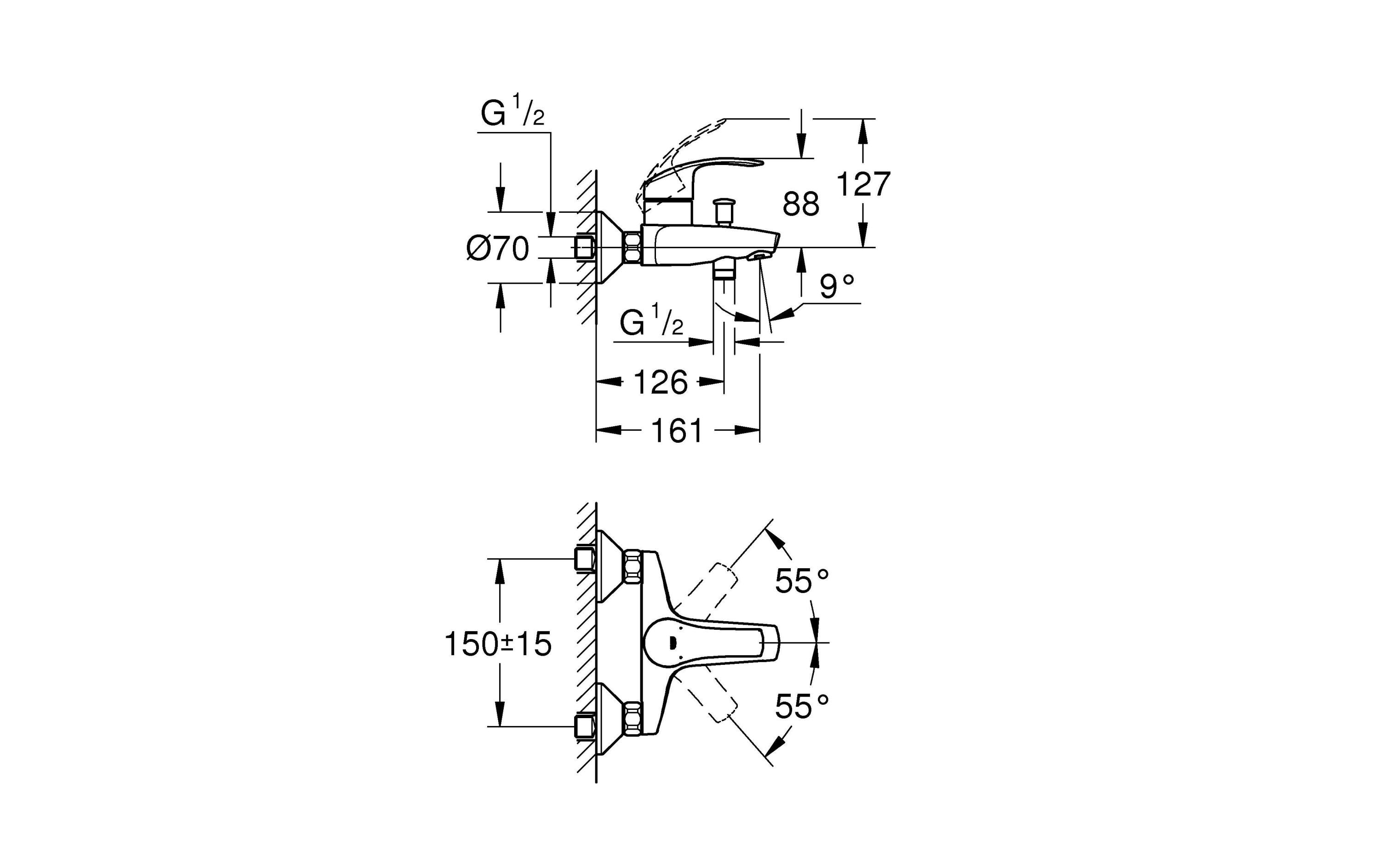 GROHE Badewannenarmatur Eurosmart 1/2, Chrom