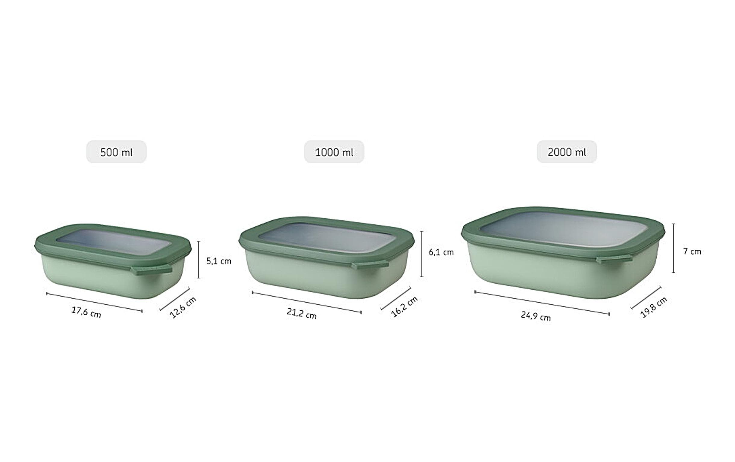 MEPAL Multischüssel-Set Cirqula rechteckig 3.5 l, Olivgrün