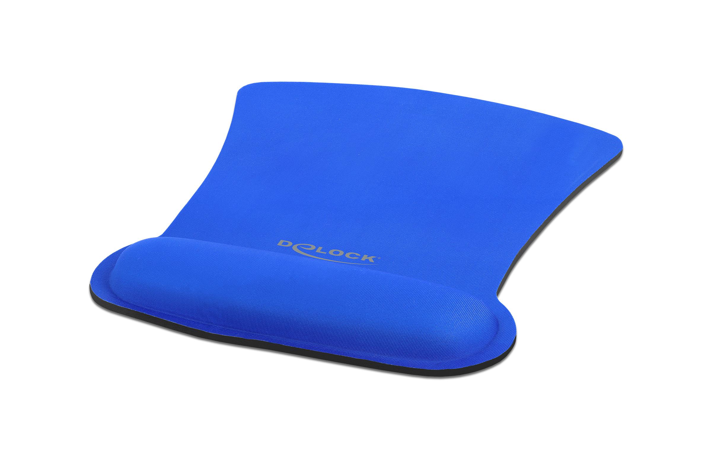 Delock Ergonomische Mausmatte mit Handballenauflage, blau Blau